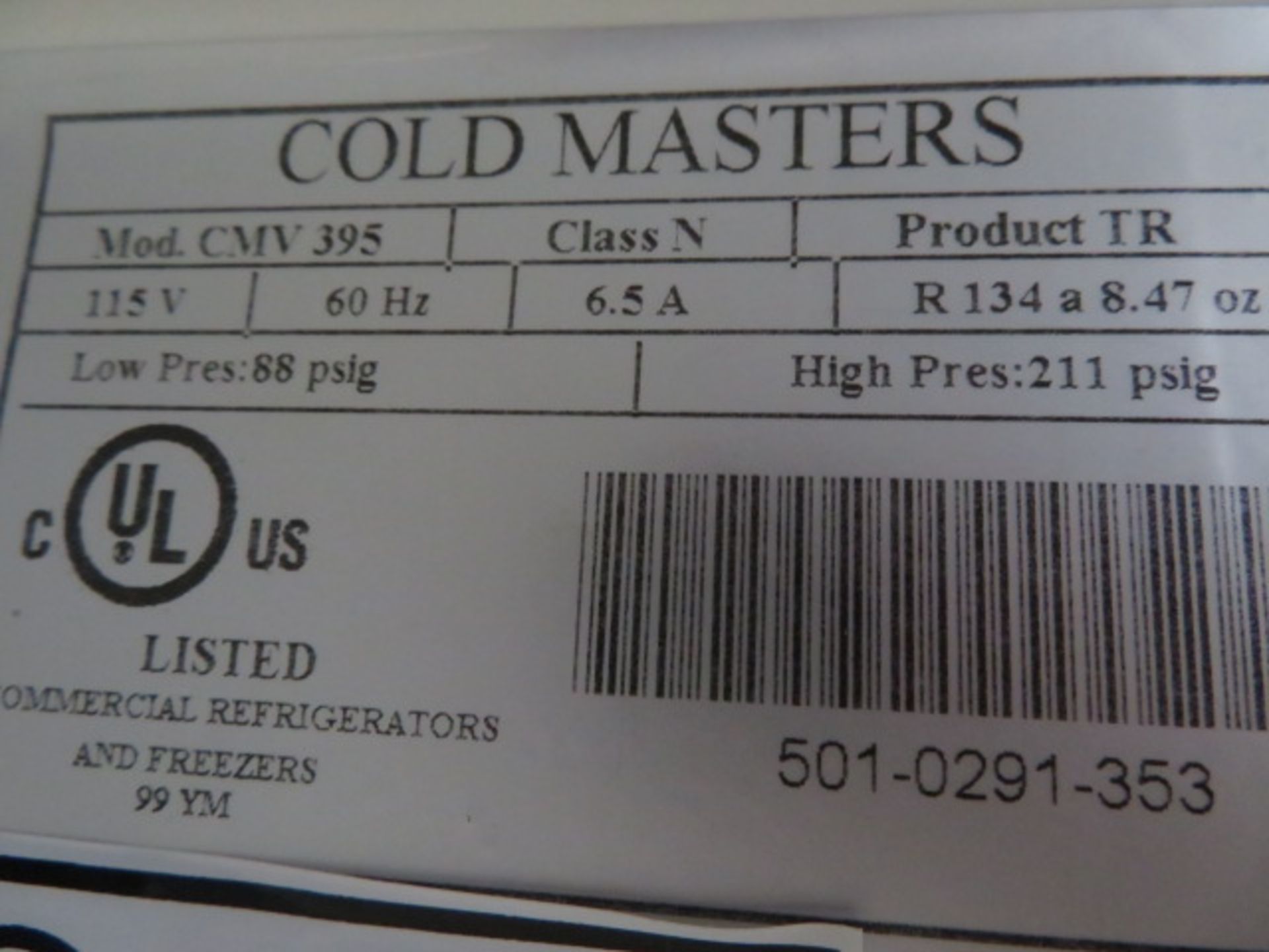 SINGLE DR. COLDMASTER REFRIGERATOR, MDL. CMV-395 (Located - Phila., PA) - Image 2 of 2