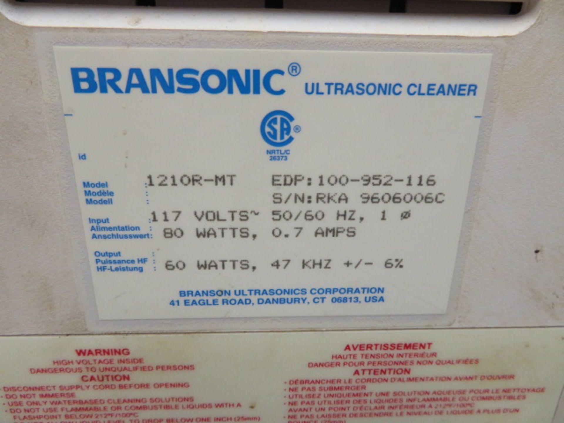 BRANSON 120R-MT ULTRASONIC CLEANER - Image 2 of 2