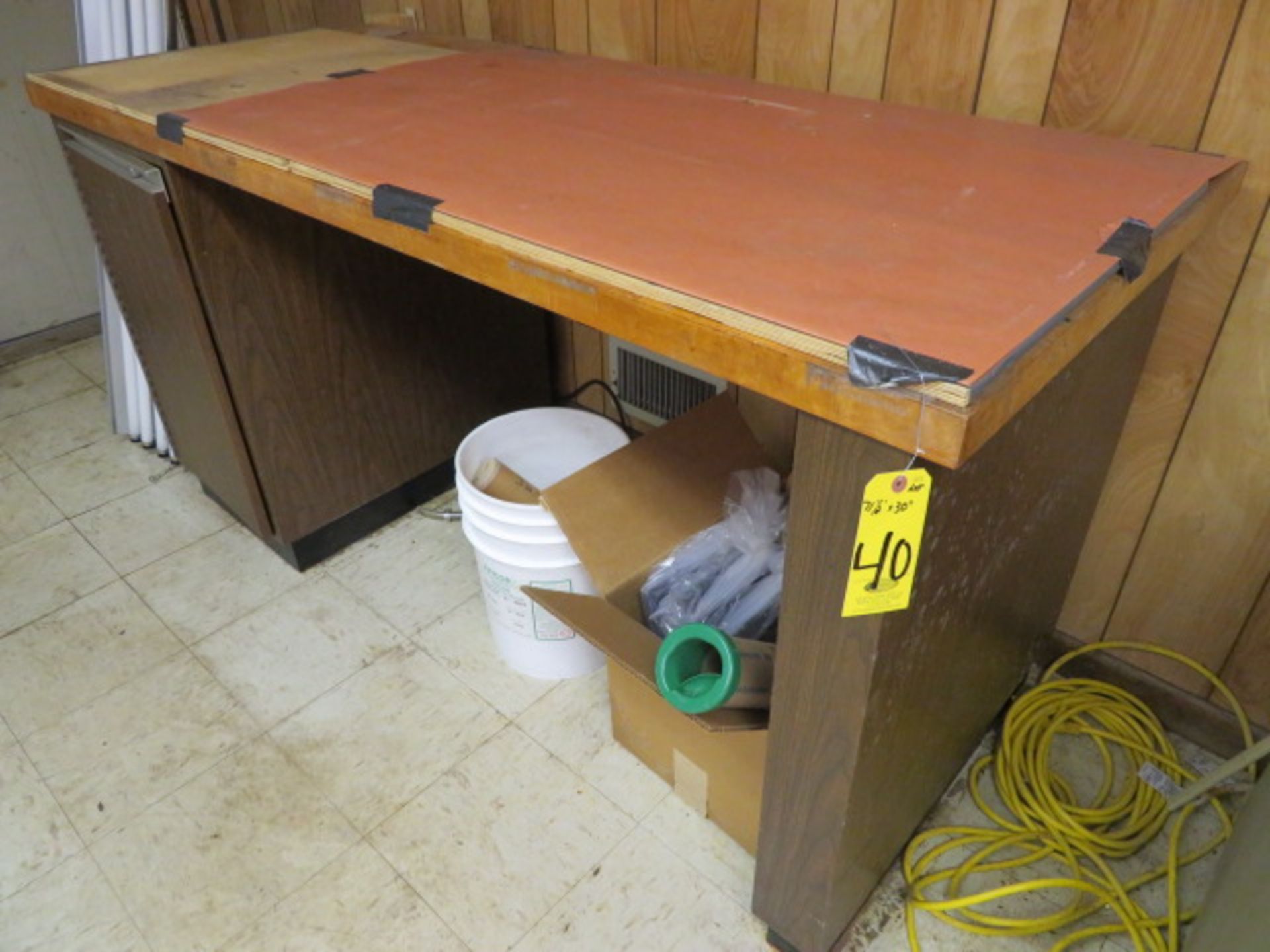 6' BUTCHER BLOCK BENCH W/ CABINET PEDESTAL