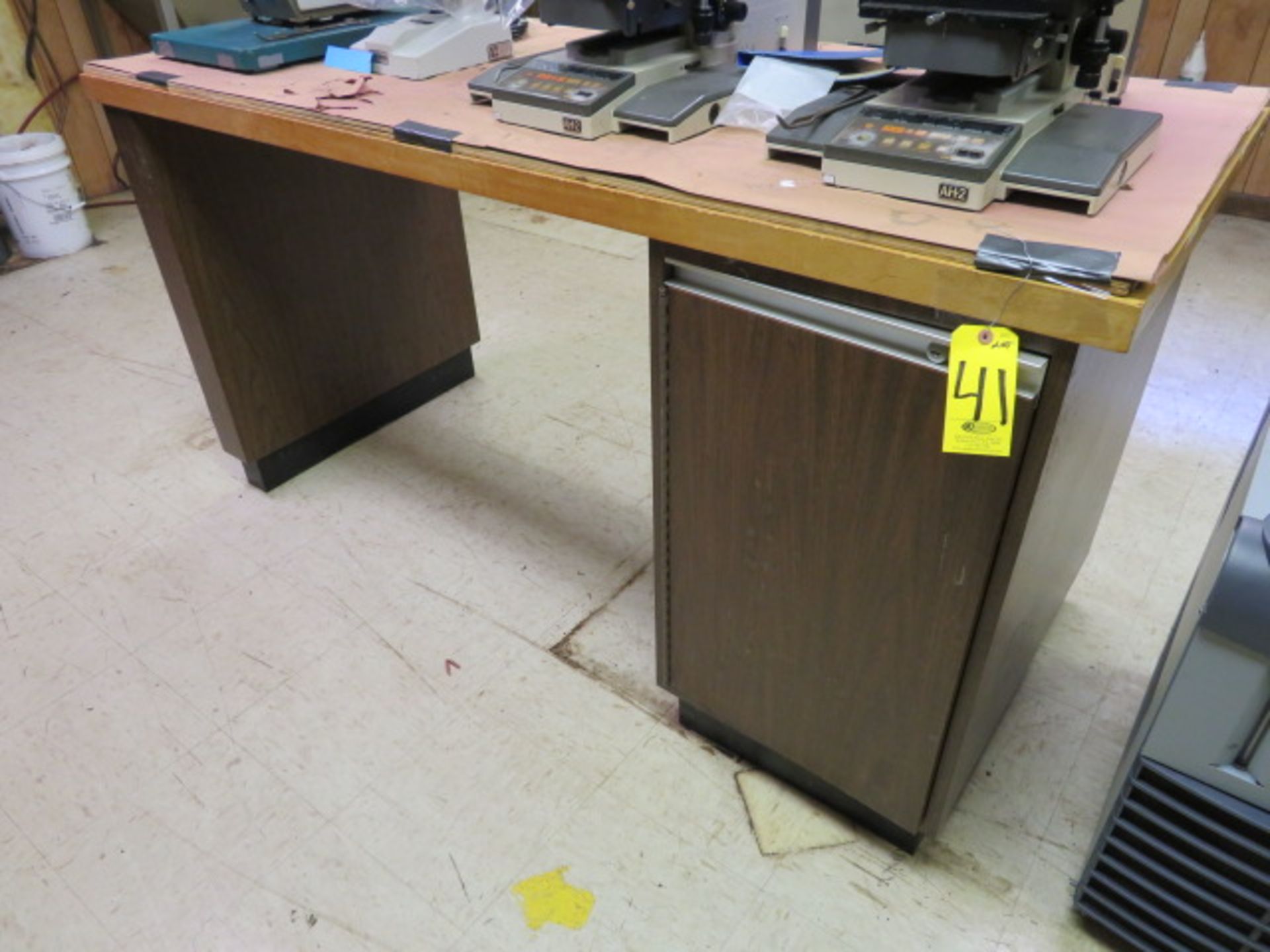 6' BUTCHER BLOCK BENCH W/ CABINET PEDESTAL