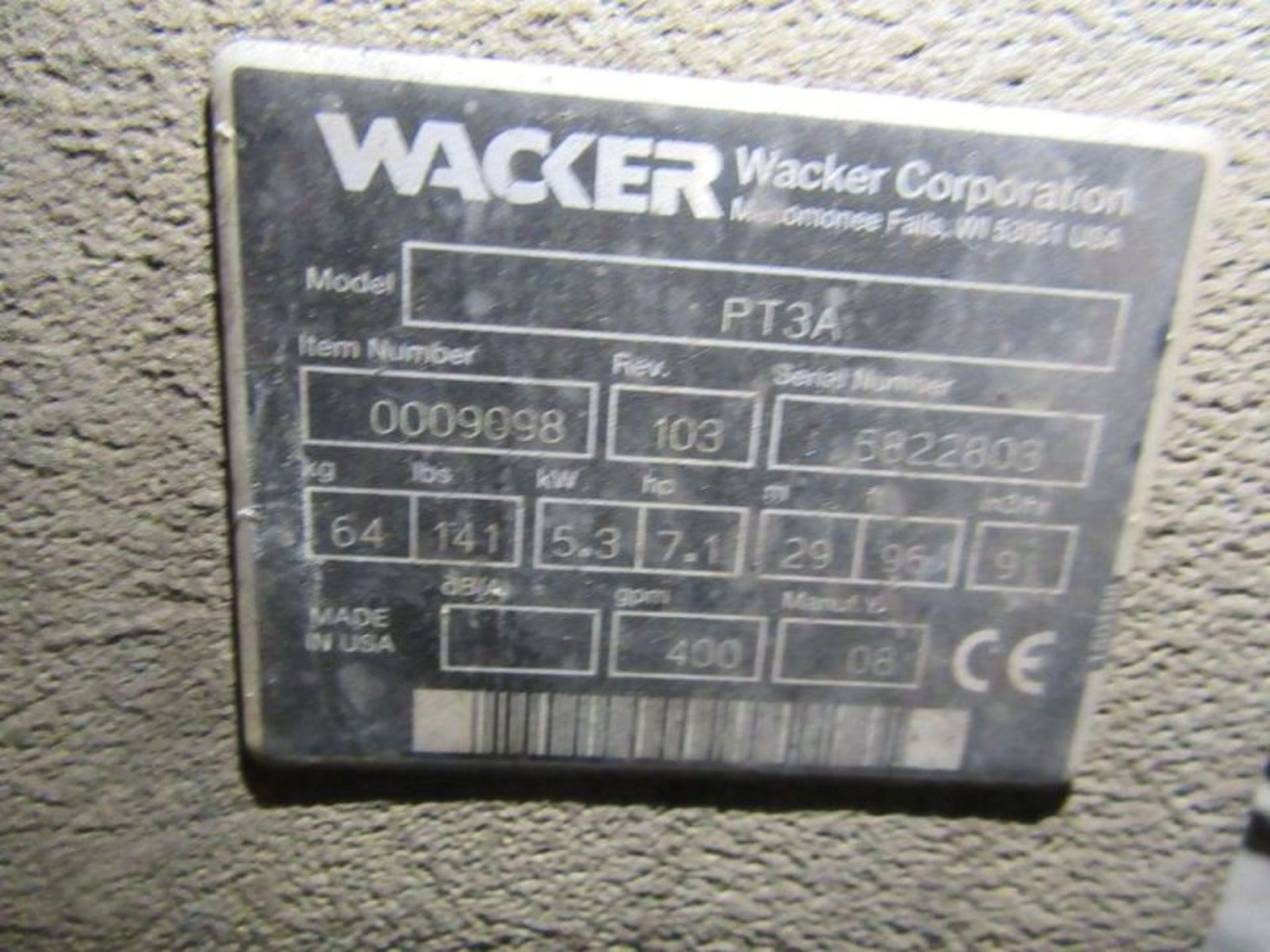 WACKER PT3A 3 IN GASOLINE PUMP W/ 1 PARTS UNIT - Image 3 of 6