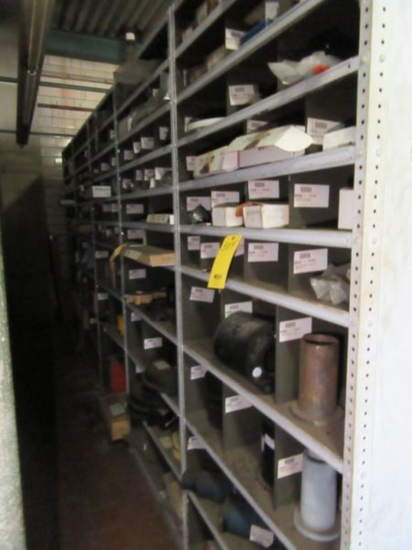 CONTENTS OF 5 SHELVES OF LINER PLATES, SKIRT CYLINDERS, VALVE MIST ELIMINATORS PARTS, ETC