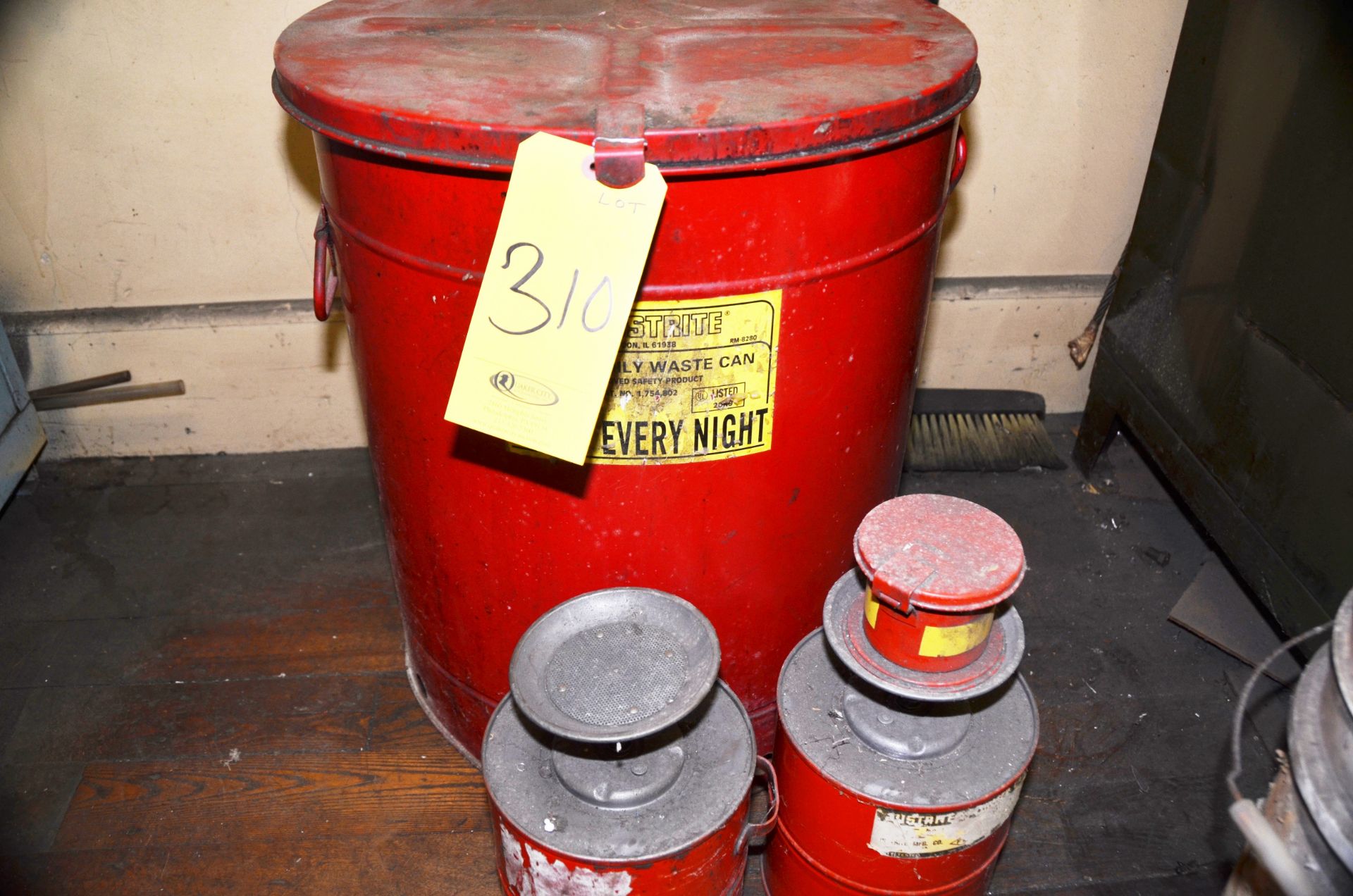 (3) JUSTRITE OIL WASTE CONTAINERS