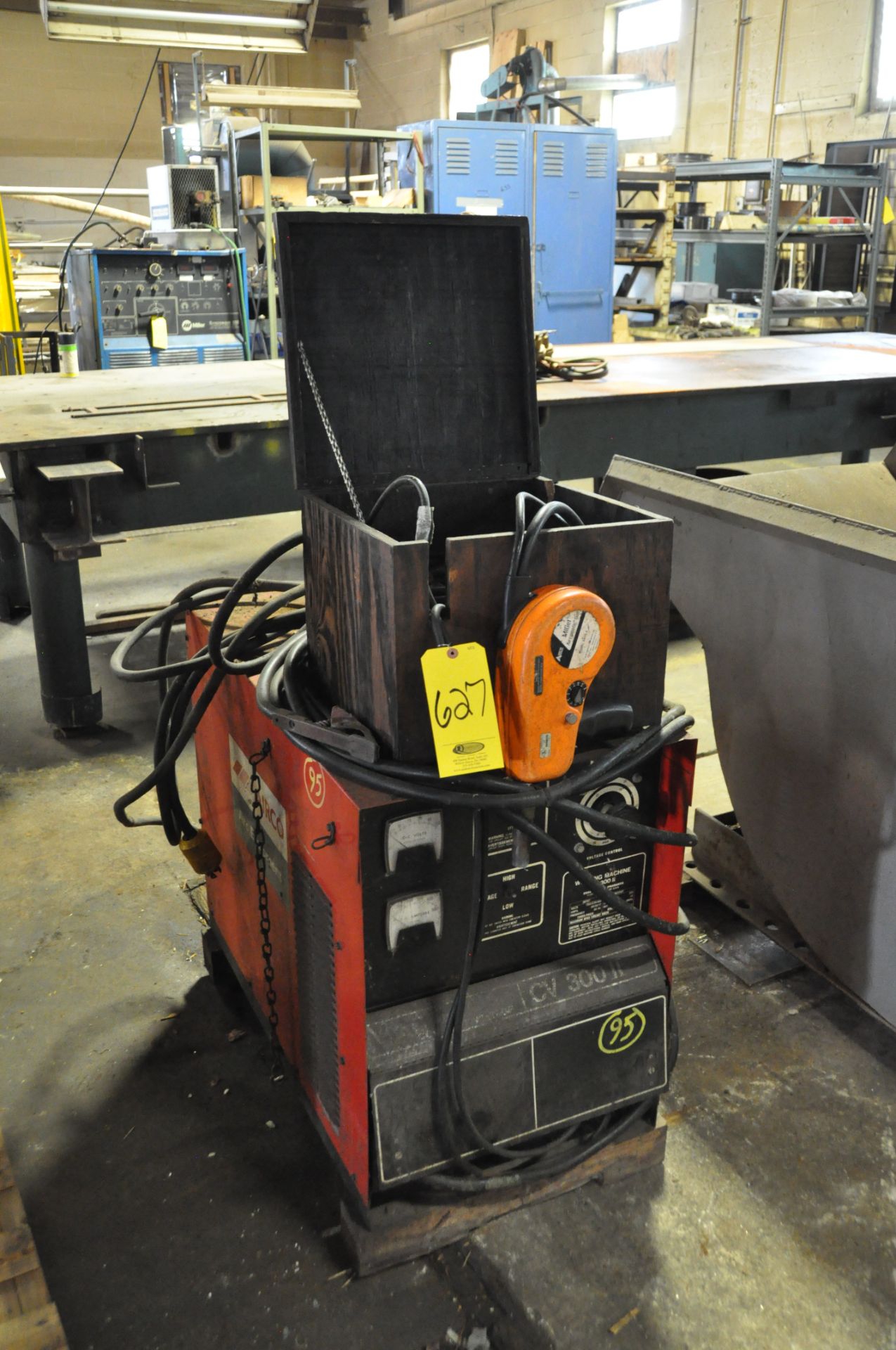 AIRCO WELDER CV300 WITH CABLES AND MILLER HAND HELD WIRE SPOOL GUN.