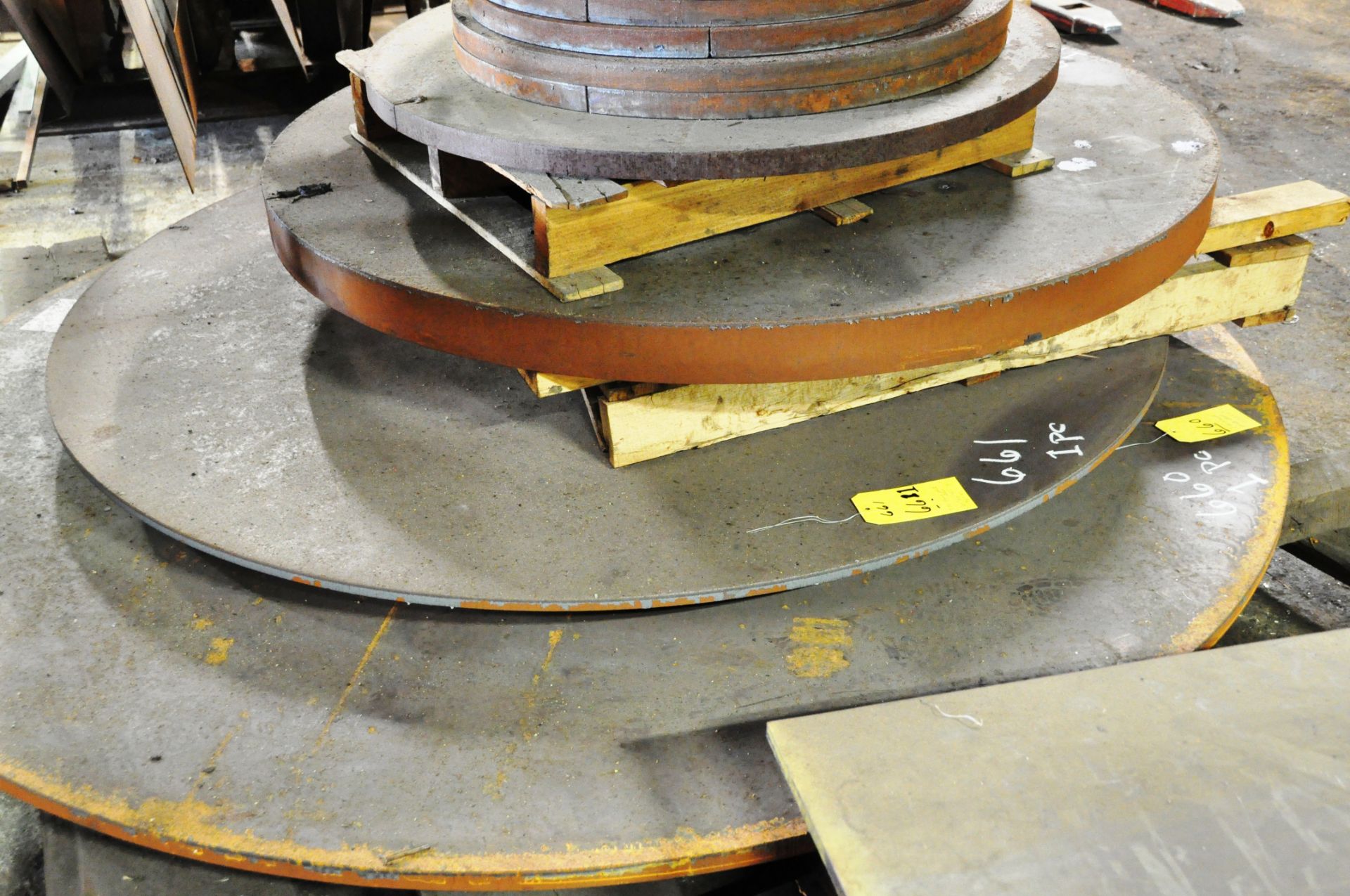 ROUND STEEL PLATE, APPROX. 65" DIA X 3/4" THICK.
