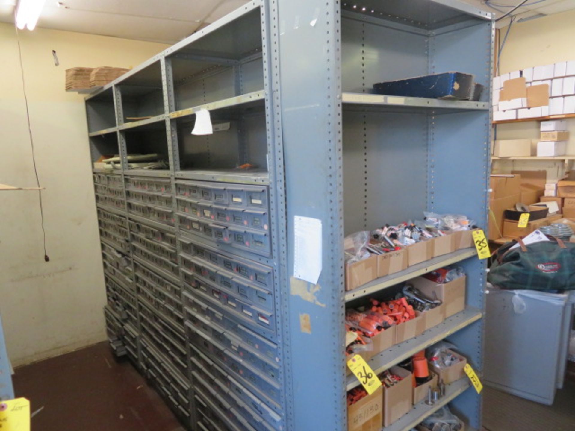 (7) SECTIONS OF STEEL SHELVING W/BINS (NO CONTENTS) - Image 2 of 2