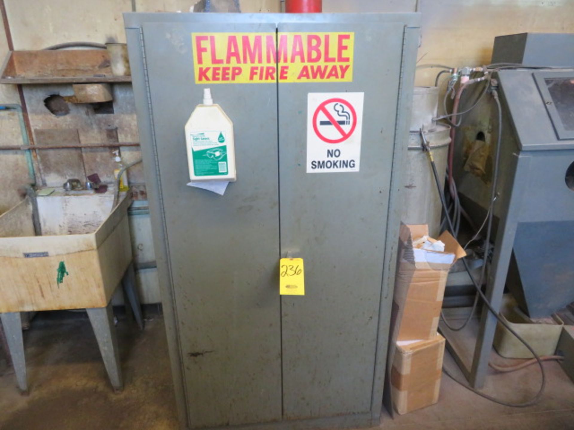 DBL. DOOR FIREPROOF CABINET HOLDING 55-GAL DRUM (LOADING FEE - $50) - NO CONTENTS INCLUDED