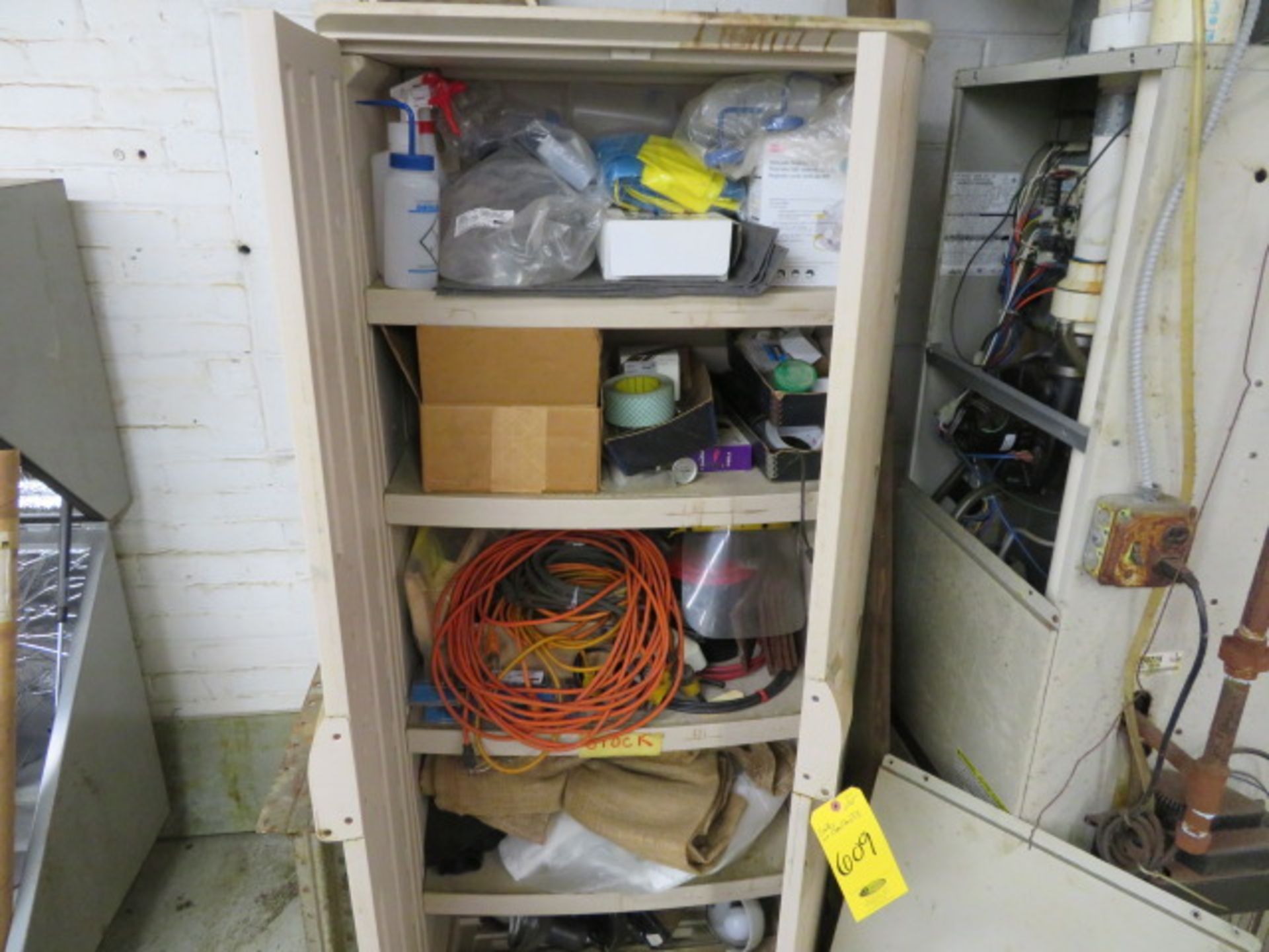 CABINET AND CONTENTS, INCLUDING EXT. CORDS, FACE MASKS, ETC.