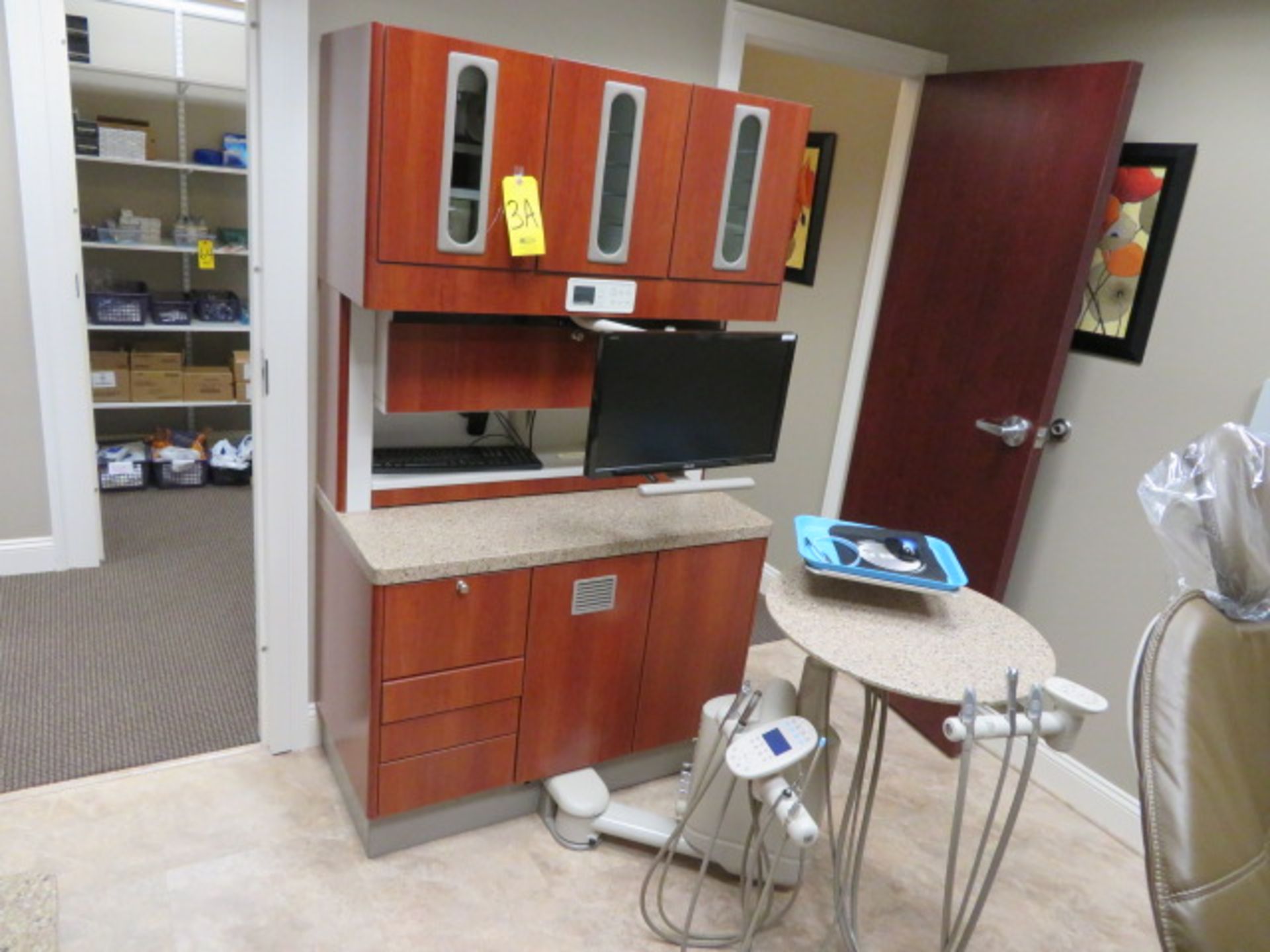 ADEC 511 SERIES DENTAL CHAIR, 541 DUO REAR-DELIVERY UNIT, 5580 CABINET, 5531/5730 SINK W/ CABINET