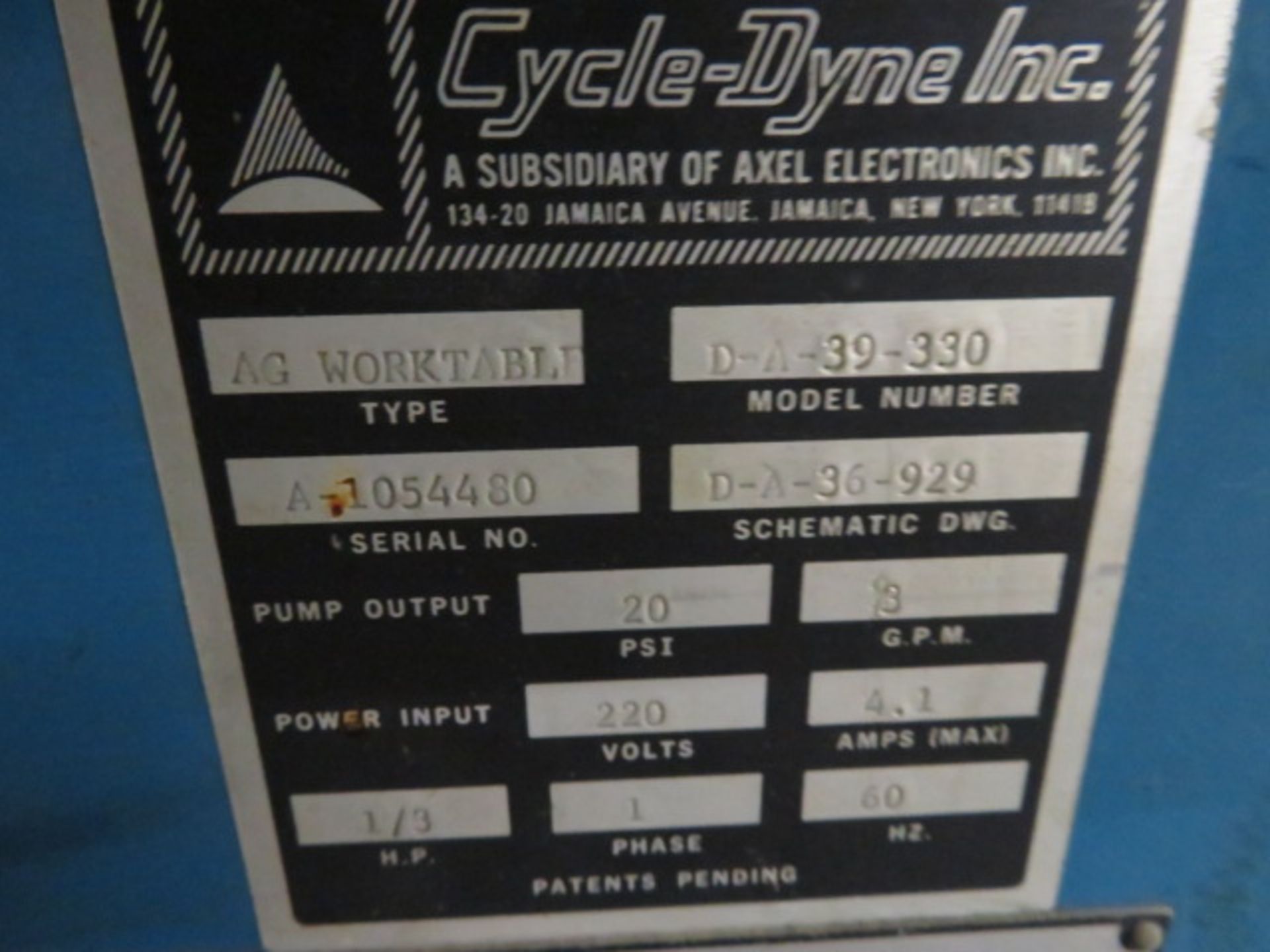 CYCLE-DYNE MDL. D-A-39-451 INDUCTION BRAZING W/AG WORKTABLE - Image 2 of 2