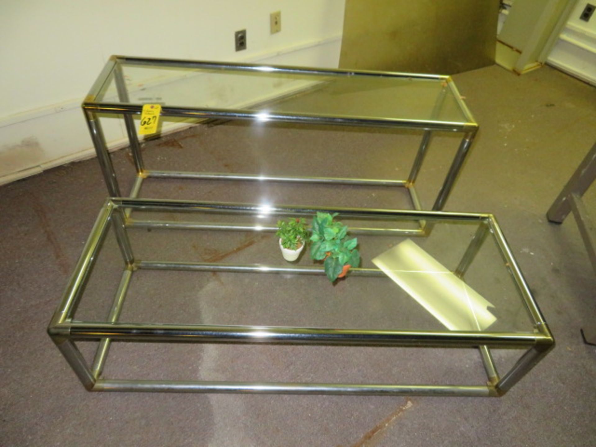 (2) GLASS COFFEE TABLES