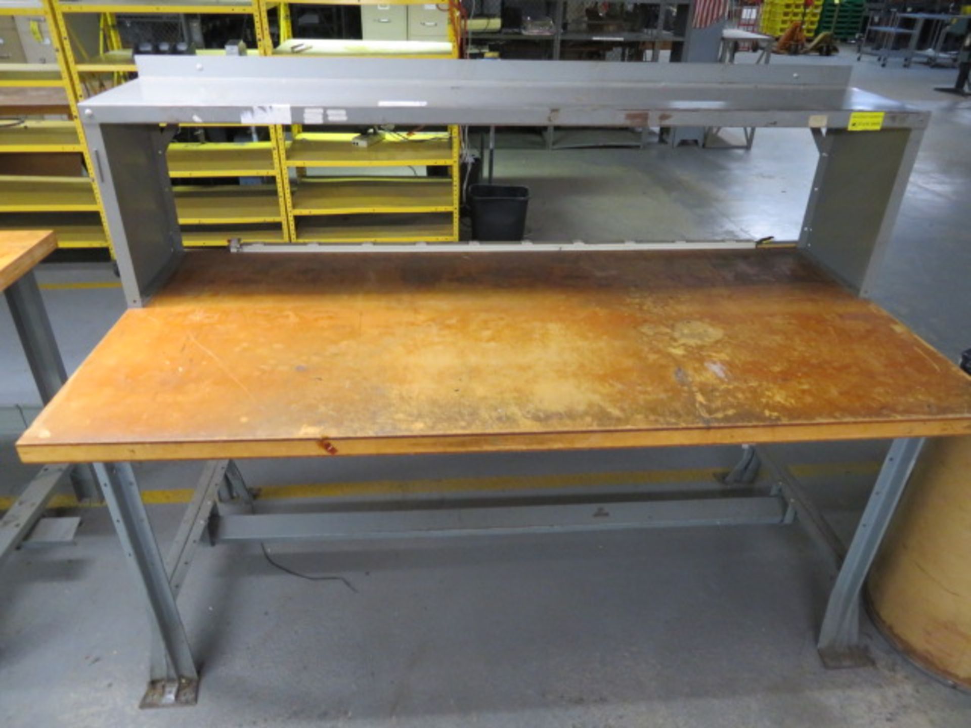 (2) 72" SHOP TOP WORKBENCHES, 1 W/OVERHEAD BRIDGE - Image 2 of 2