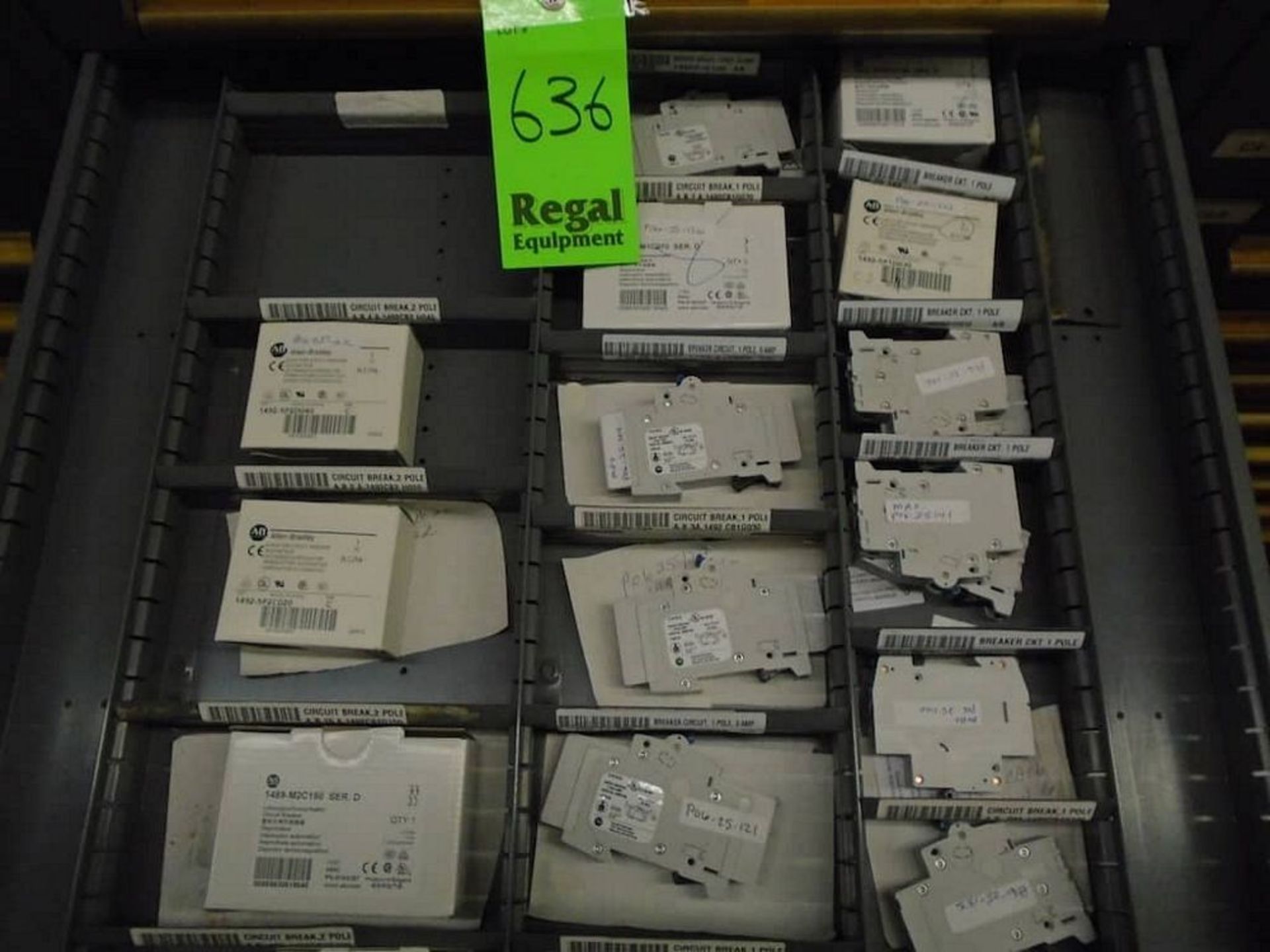 Contents of a Cabinet ( Assorted Allen Bradley Breakers, Honeywell Switches)