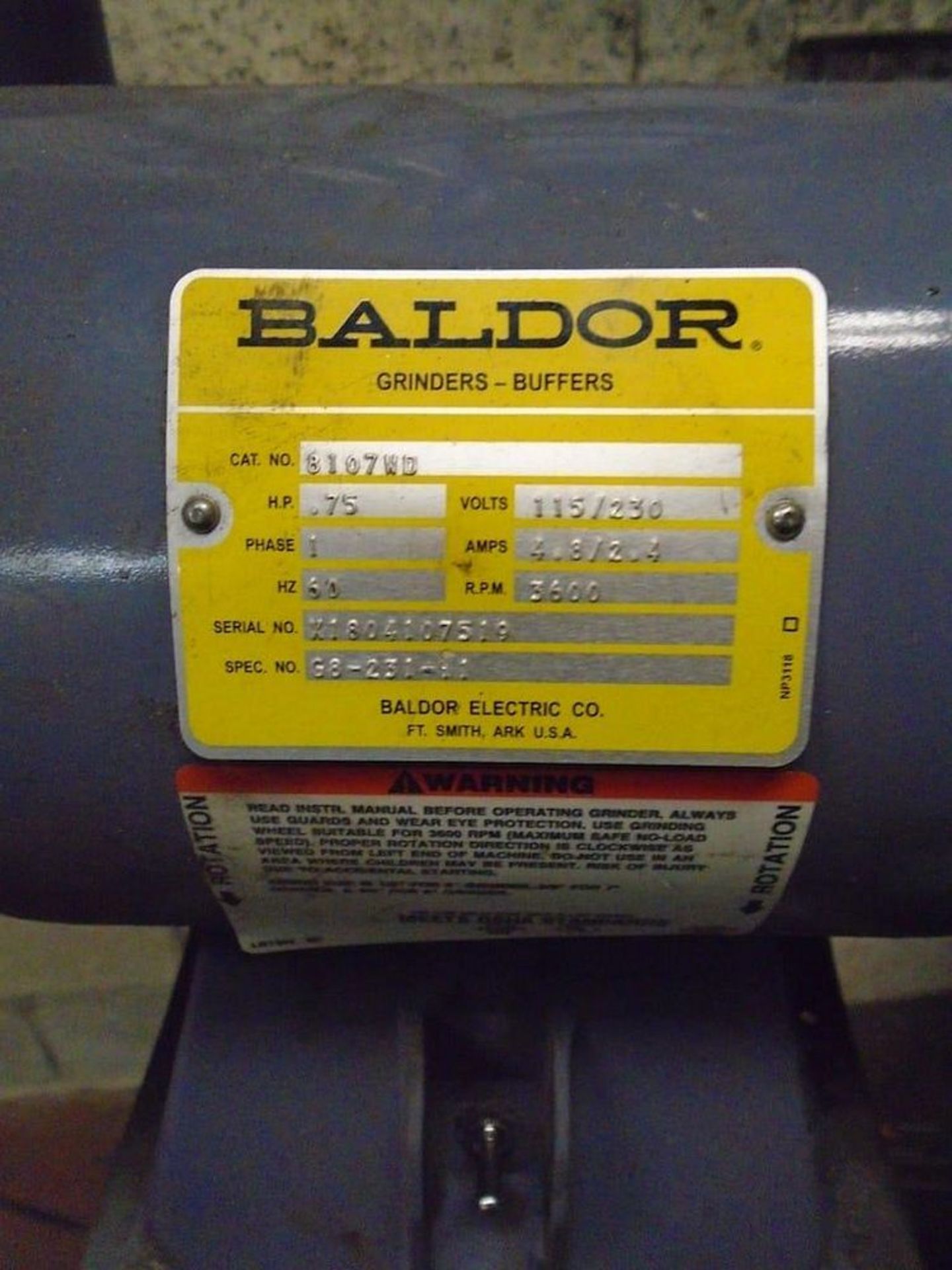 Baldor .75 HP grinder and stand - Image 2 of 3