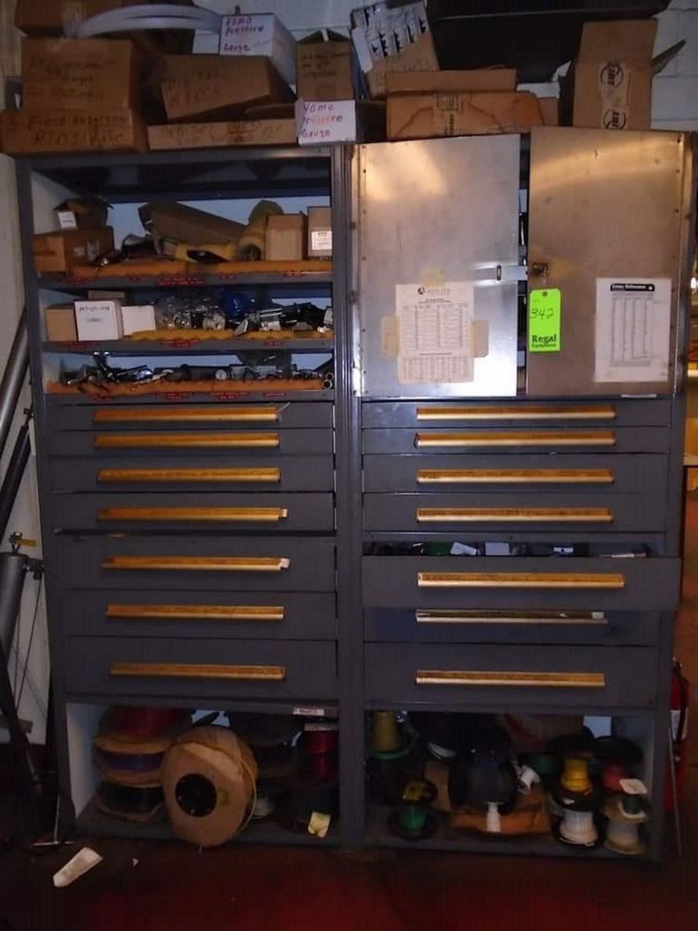 2 Shelves, Cabinet, 2 file cabinets
