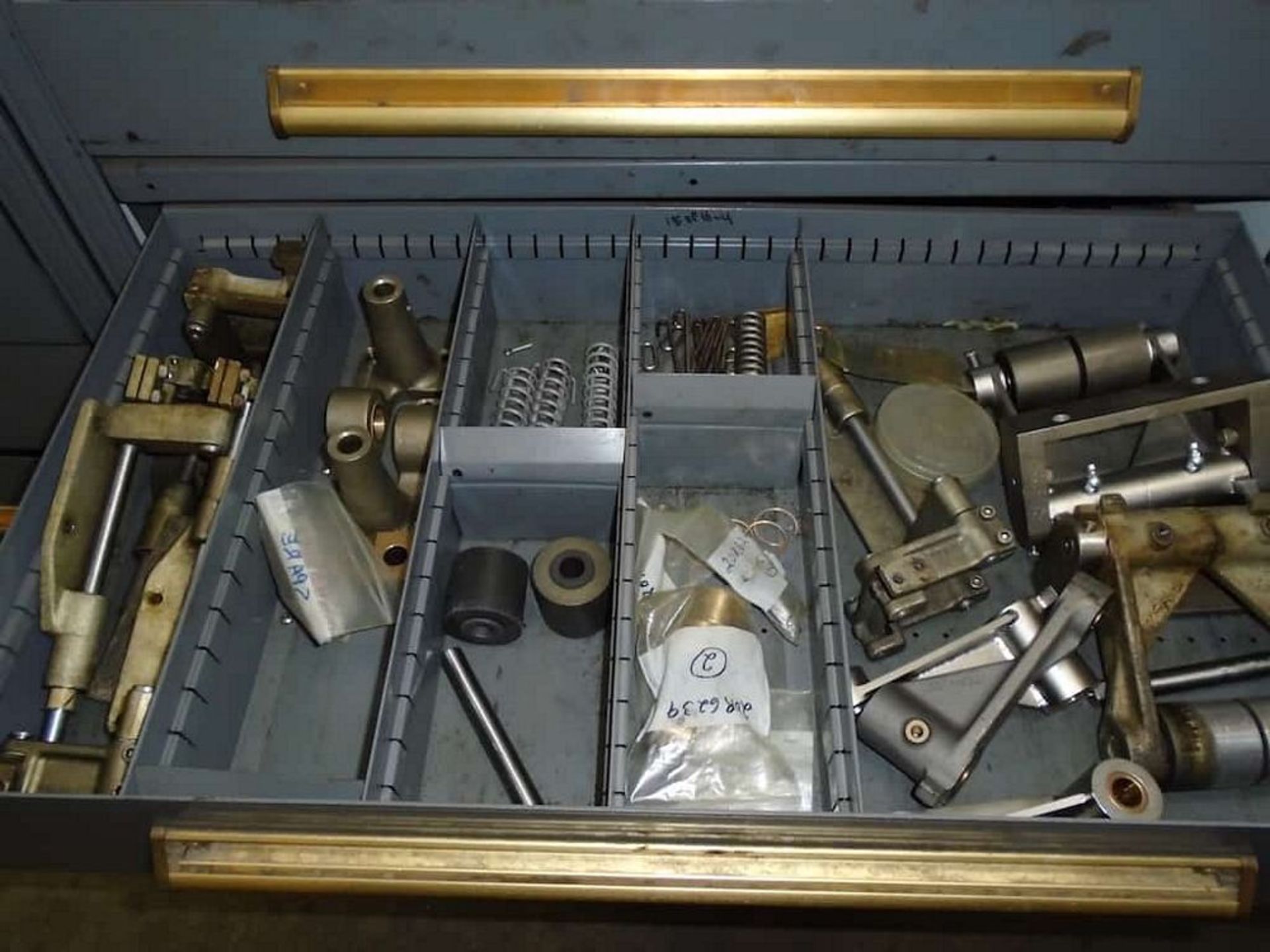 Shelves w/ drawers and contents ( O-rings, Cappers pins, Sprockets, Chain fittings, Capper belts, - Image 7 of 11