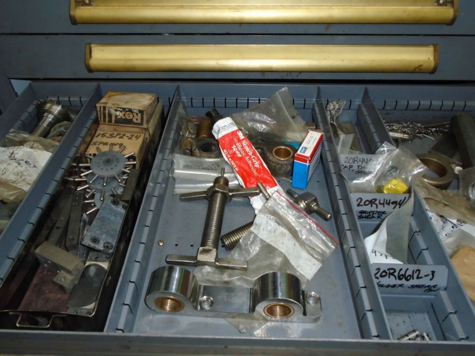 Shelves w/ drawers and contents ( O-rings, Cappers pins, Sprockets, Chain fittings, Capper belts, - Image 5 of 11