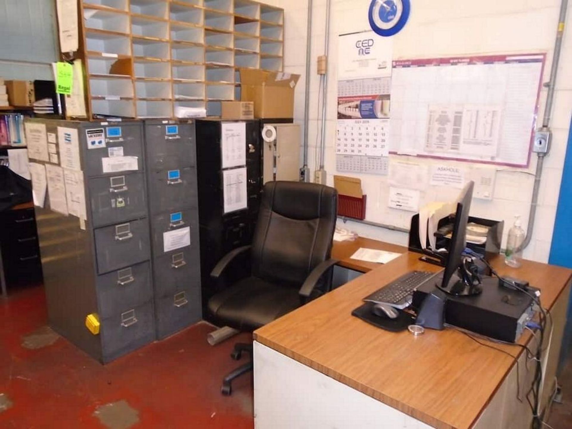 2 Desk, 4 Filing Cabinets, 2 Chairs