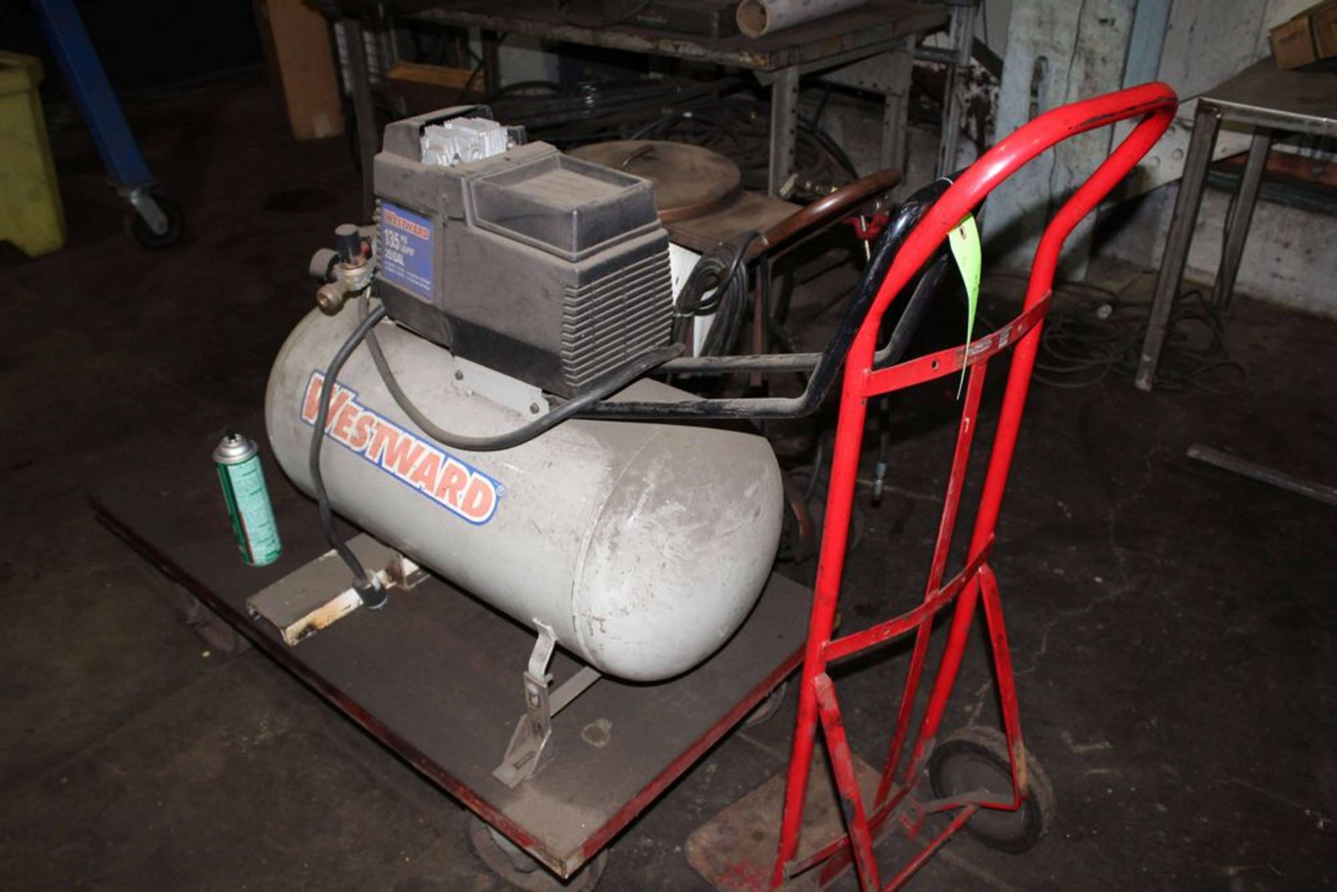 Westward Air Compressor, Dolly, Wheeled Grease Gun