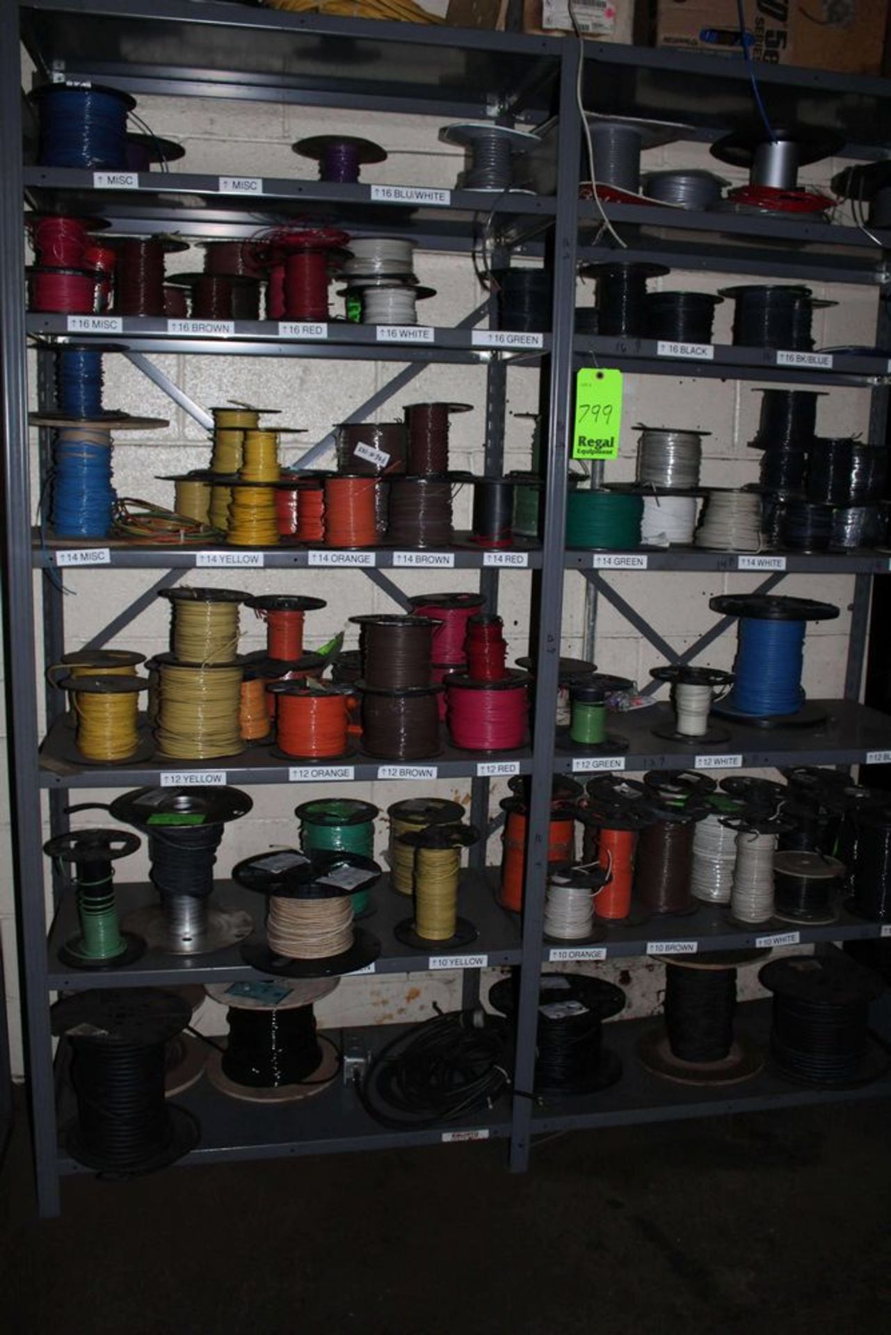 Shelves and Cabinet and Contents ( Assorted Wire Rolls, Control Boxes, Breakers)