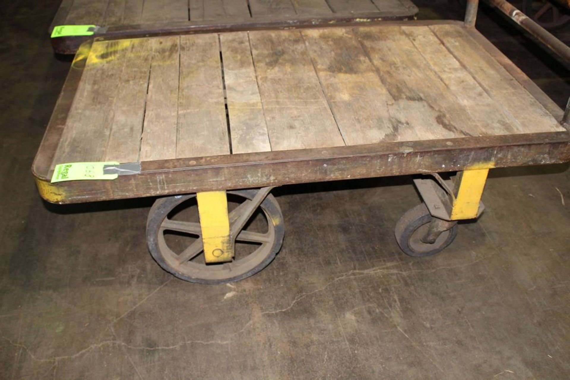 Industrial Cart ( Old Style Big Front Wheel, Wood Top)