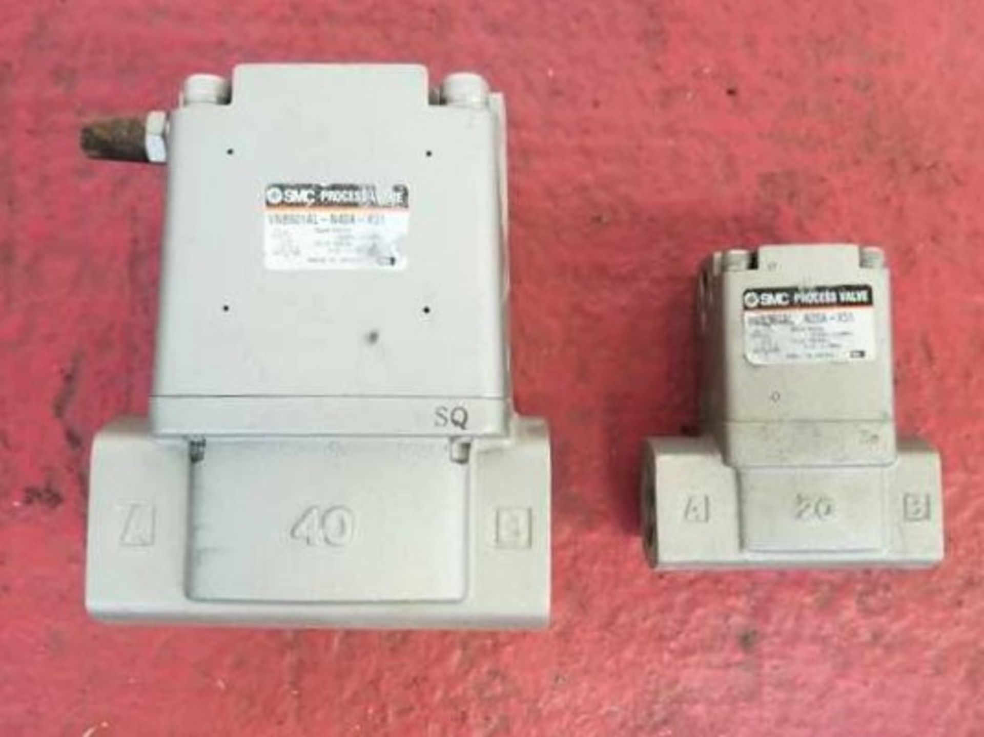 Lot of 2) SMC Process Valves. Two new SMC Process valves. Aluminum body. One is Mdl 20. One Mdl