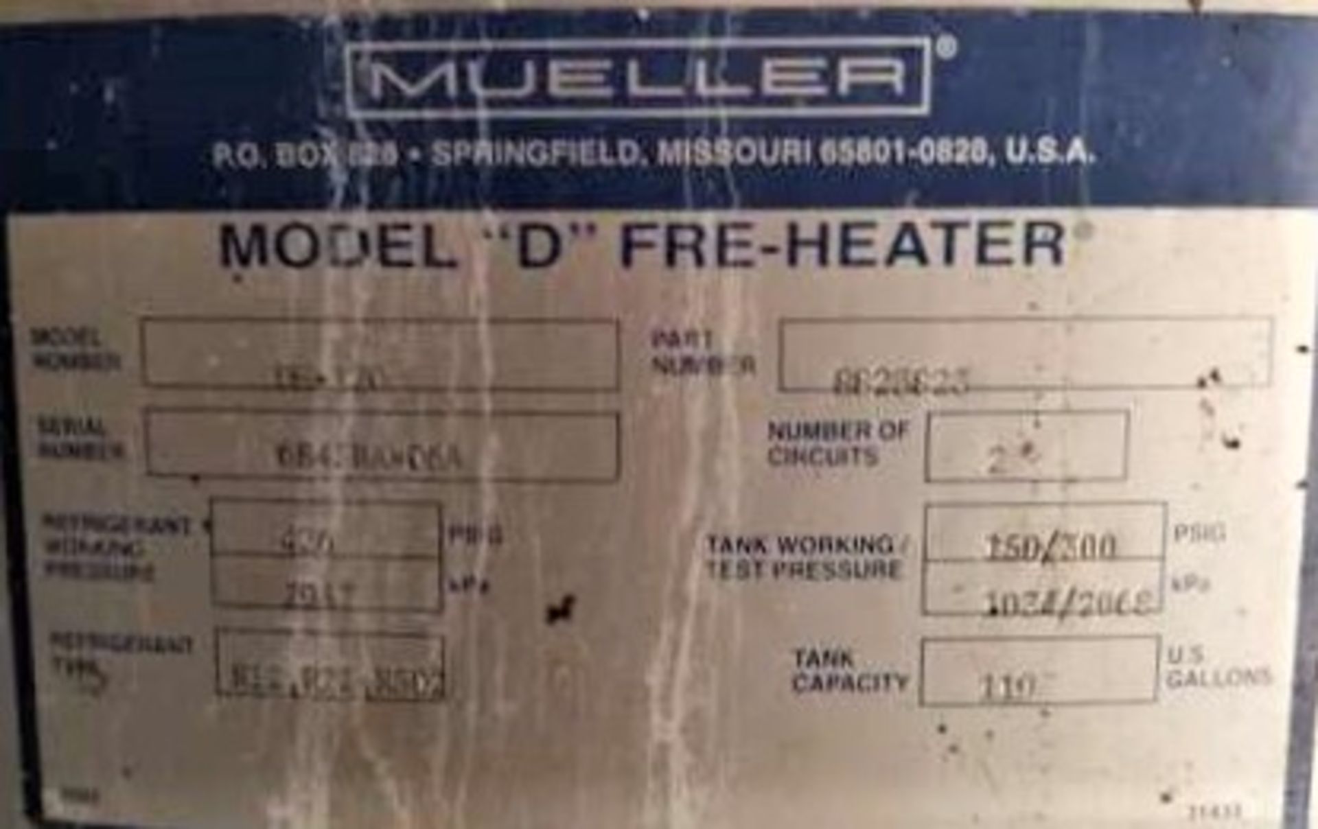 Mueller Model "D" -120 Fre-Heater heat-exchange water tanks. 120 gal capacity. High pressure tank - Image 4 of 4