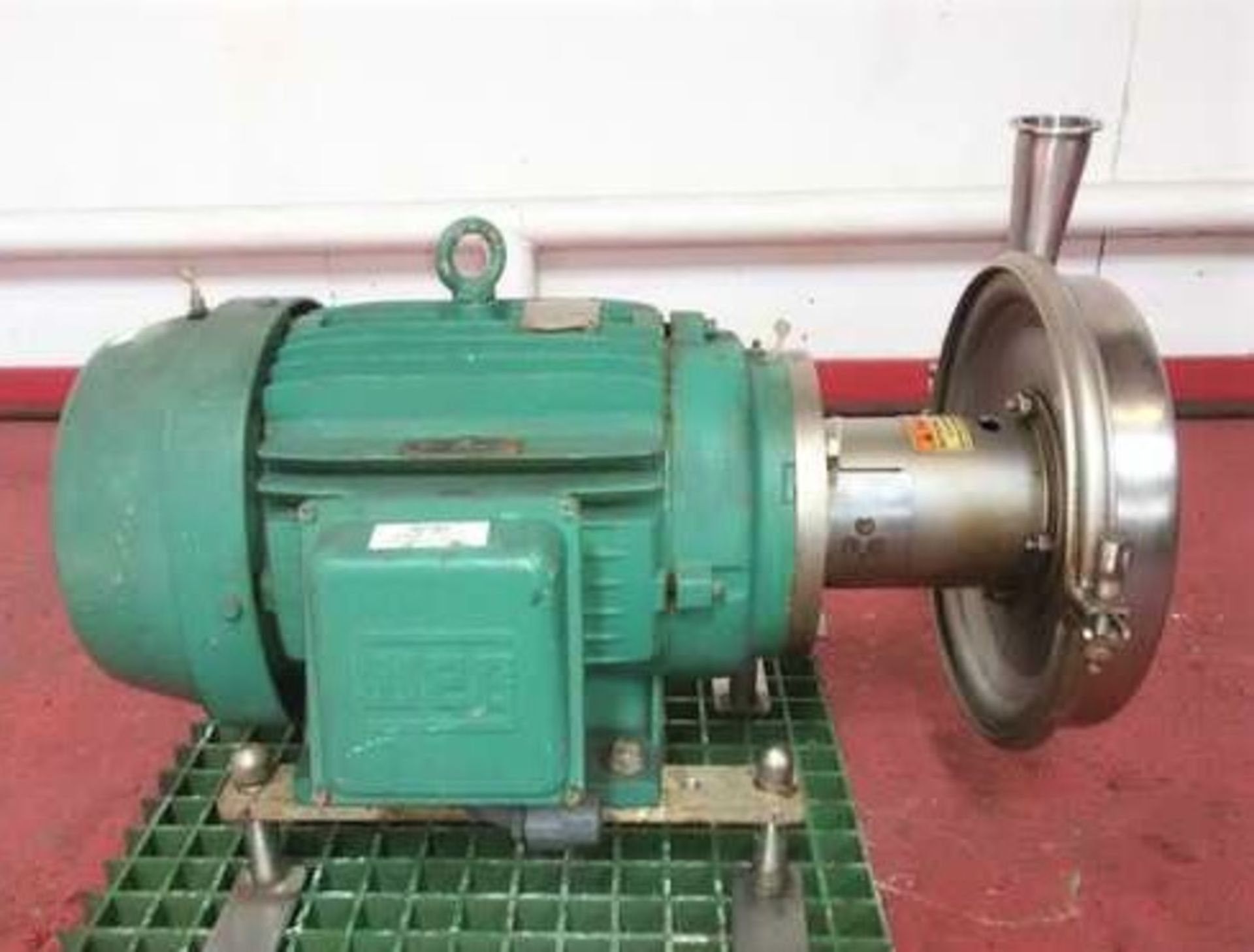 15HP Sanitary Centrifugal pump. TEFC Continuous duty motor, 208-230/460V. Pump is 12" dia with 2.75" - Image 2 of 4