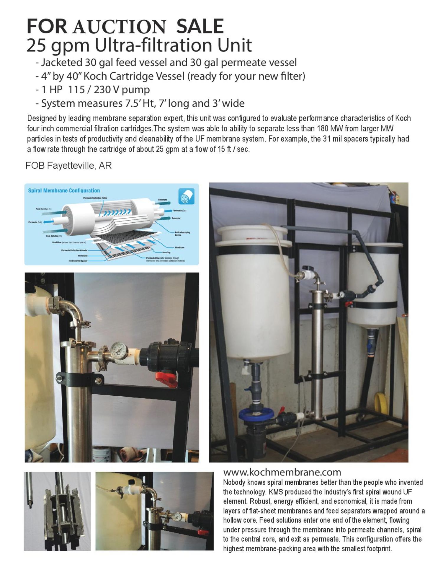Ultra Filtration System - Unitized. 25GPM. Consisting of two 30gal vessels, a 1hp 115/230v