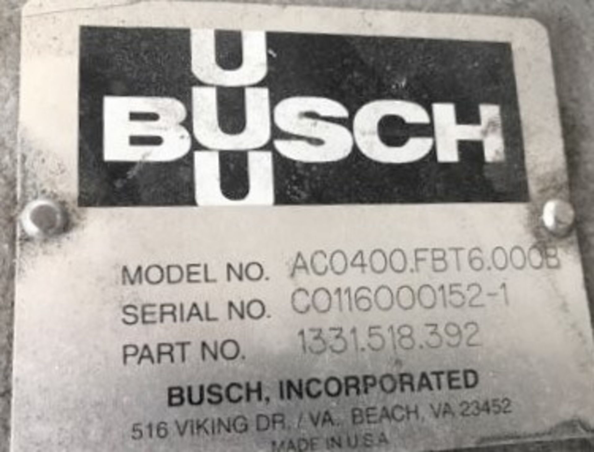Busch 400 Vacuum pump. Busch skid mounted size 400 vacuum pump from pharmaceutical industry. With - Image 4 of 4