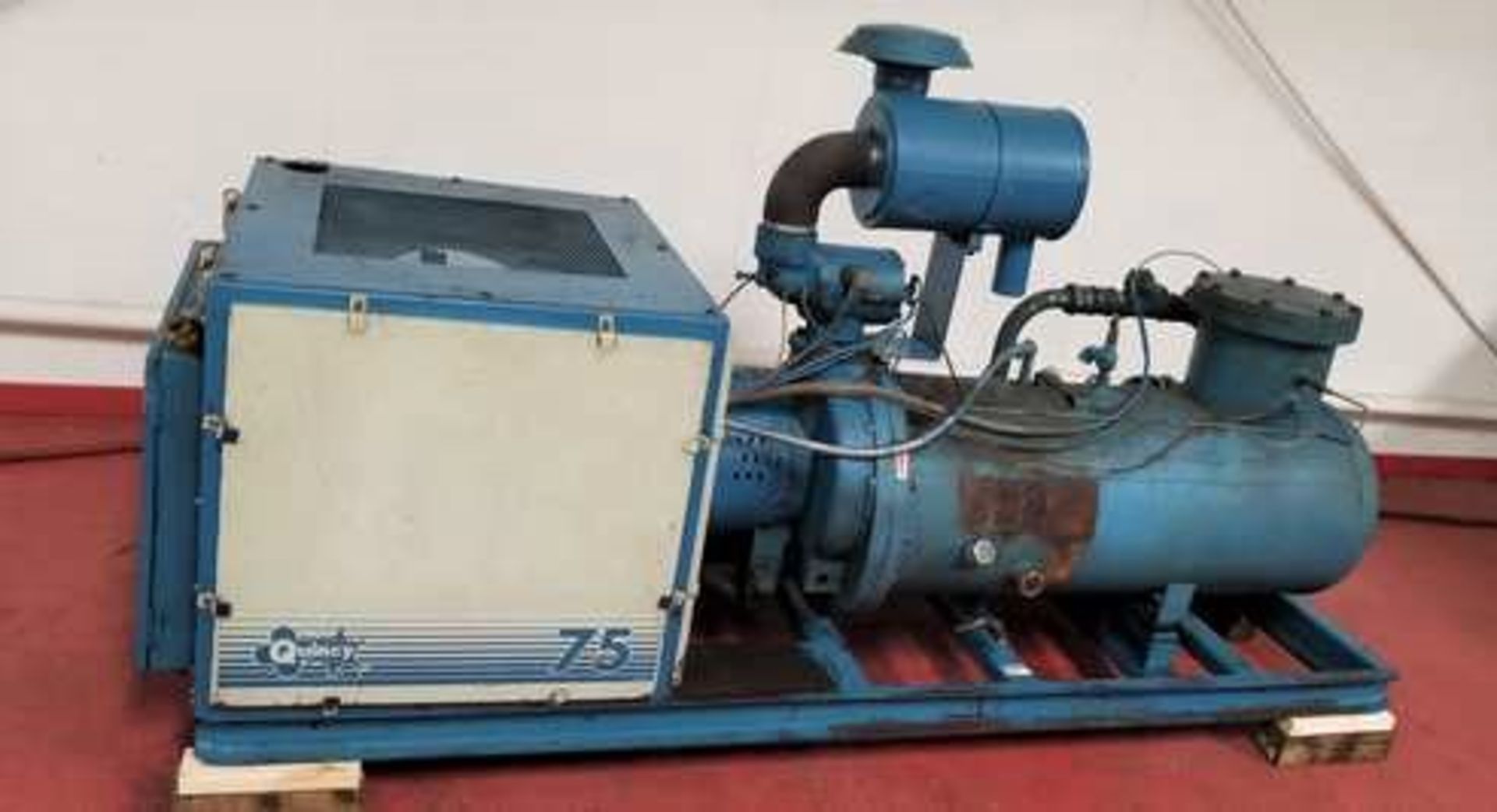 Quincy 75hp Screw Air Compressor. MDL: QMA 75WCW11G. S/N: 74051. OD = 113" x 42" x 58"H. Sold AS