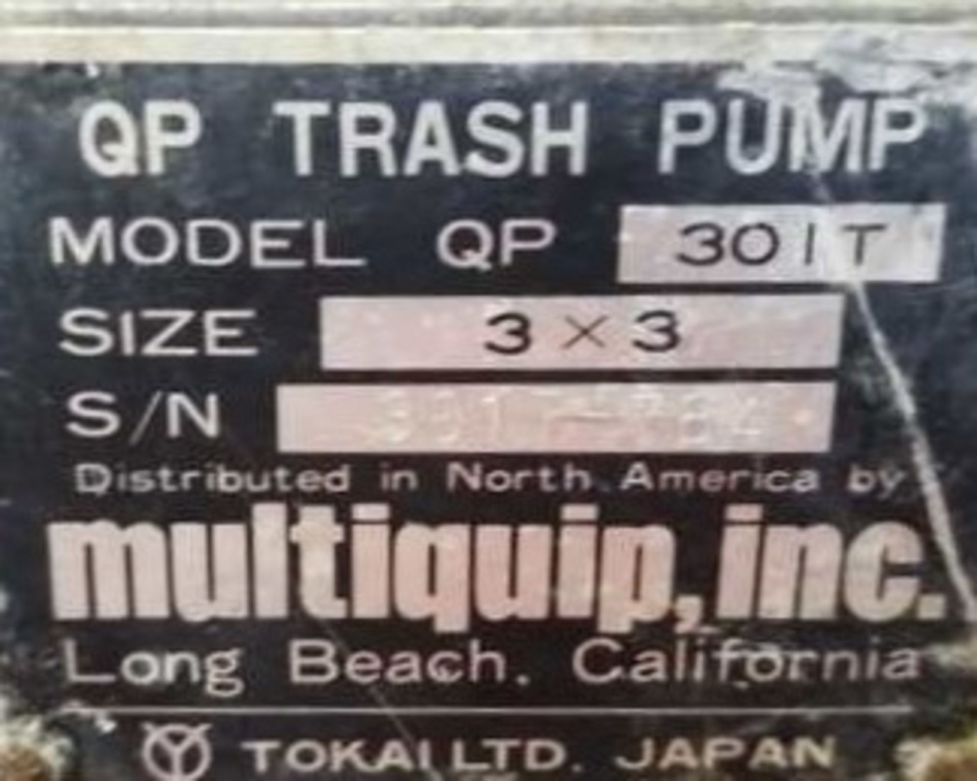 QP Trash Pump. 3" x 3". MDL: 301T. Gas motor driven. Manuf by Multiquip. Gas motor is a Wisconsin - Image 4 of 4
