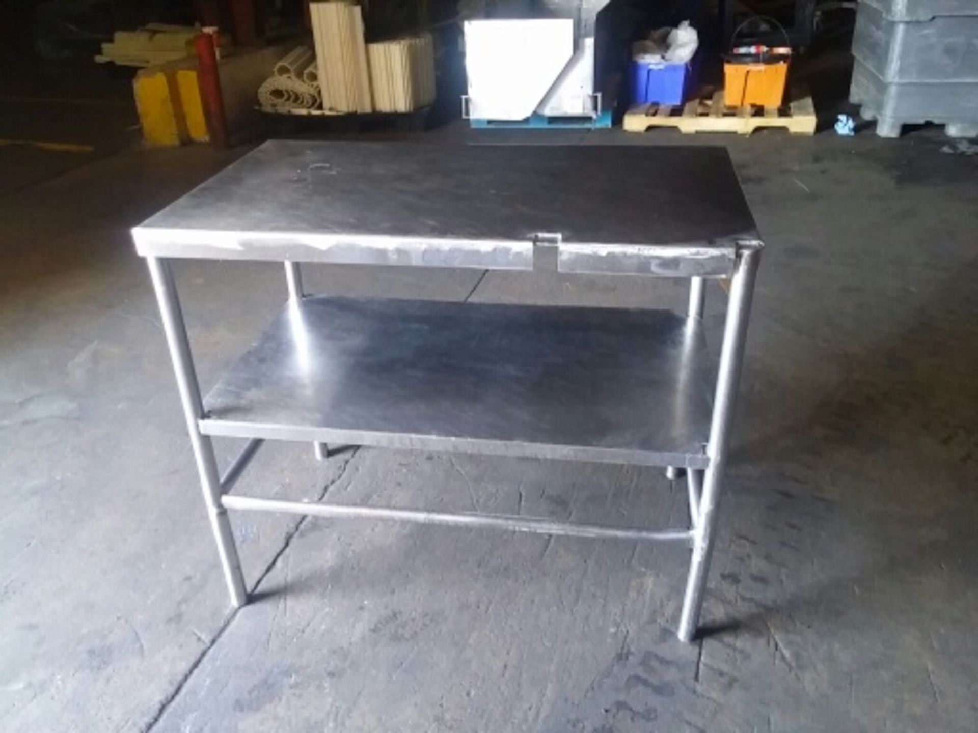 S/S Table 44" x 26" x 37"H. With 2nd shelf. Offered AS IS FOB NW AR. A $10 loading-only charge