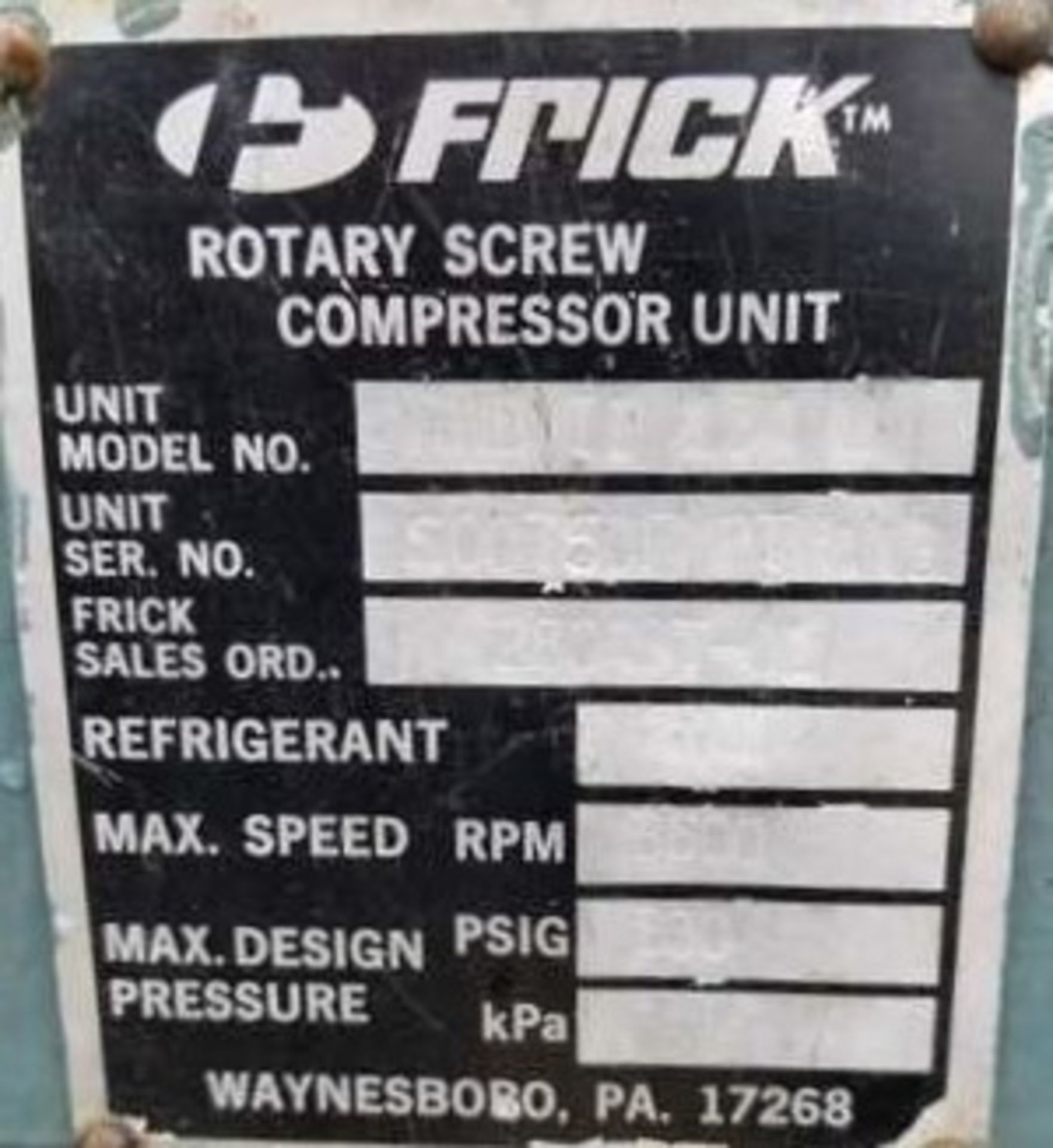 350HP Frick Ammonia Compressor. Rotary. Unit is MDL: RWB 11 134. 3600 rpm. Compressor Mdl: TDSH1931. - Bild 5 aus 6