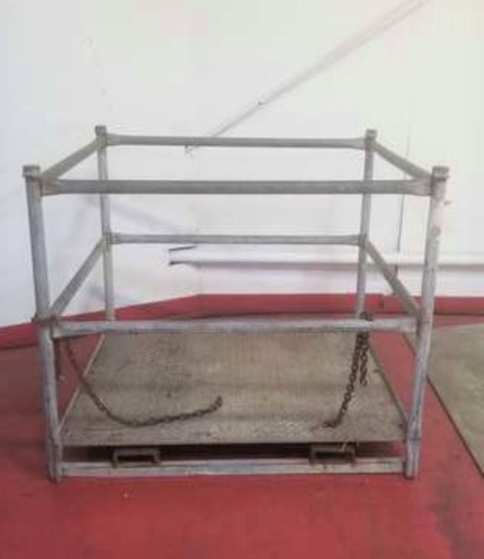 Galvanized Manlift for use with Forklift. Cage is 44" x 50" x 42" High. Offered AS IS FOB Prairie