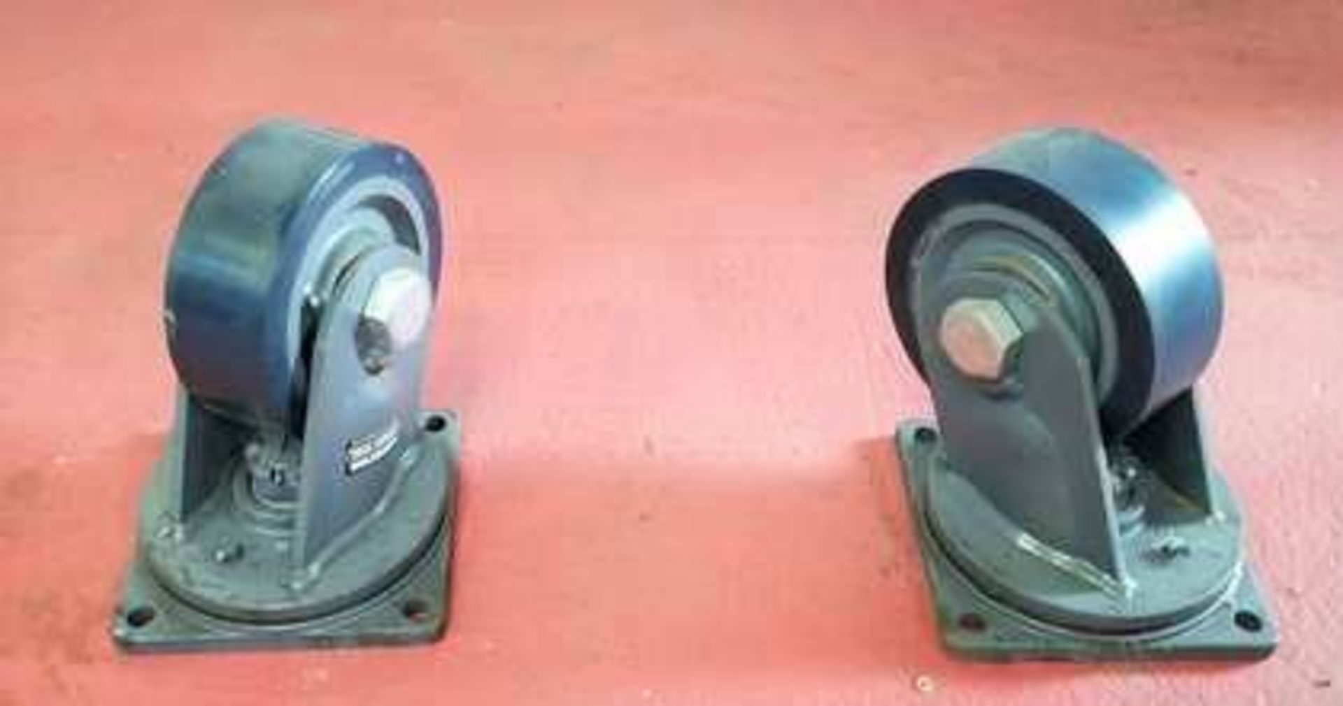 Pair of HD Hamilton 8" Casters. Unused Hamilton Bearing-mounted 8" casters. Mounted on 3/4" plate - Image 2 of 3