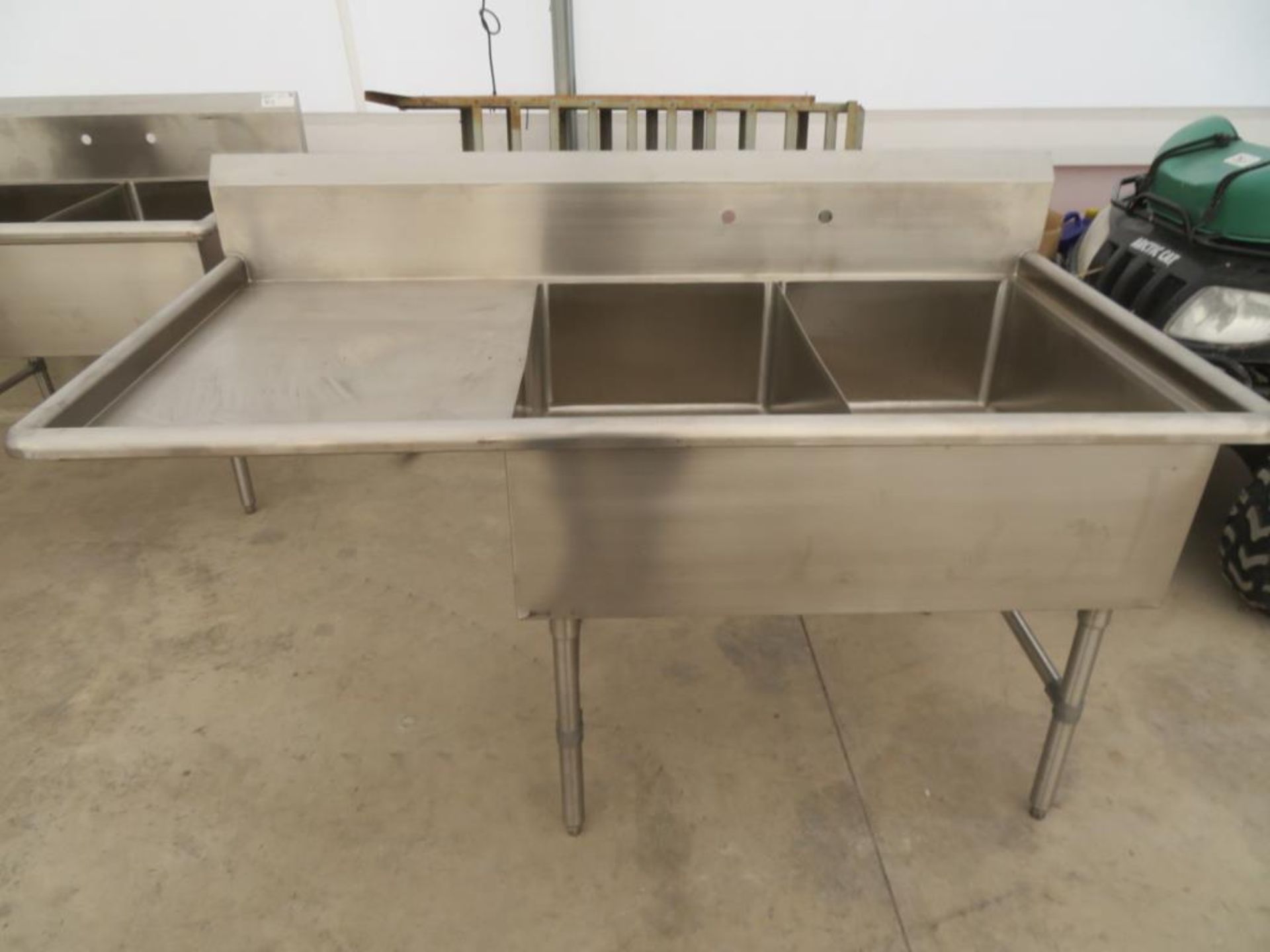 2 compartment sink, 2-20"x30" bowls with 24" drainboard left