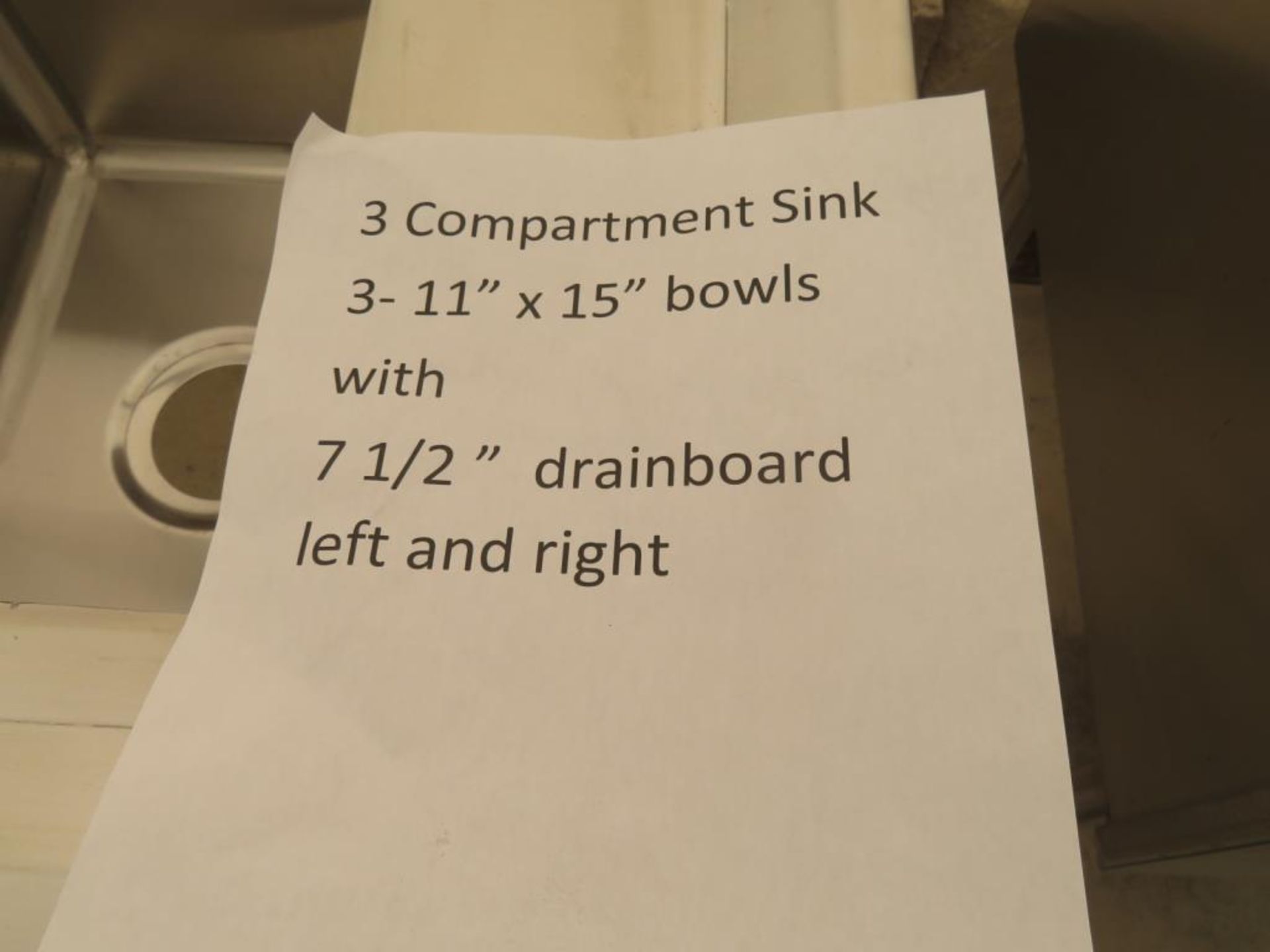 3 compartment sink, 3-11 - Image 2 of 2