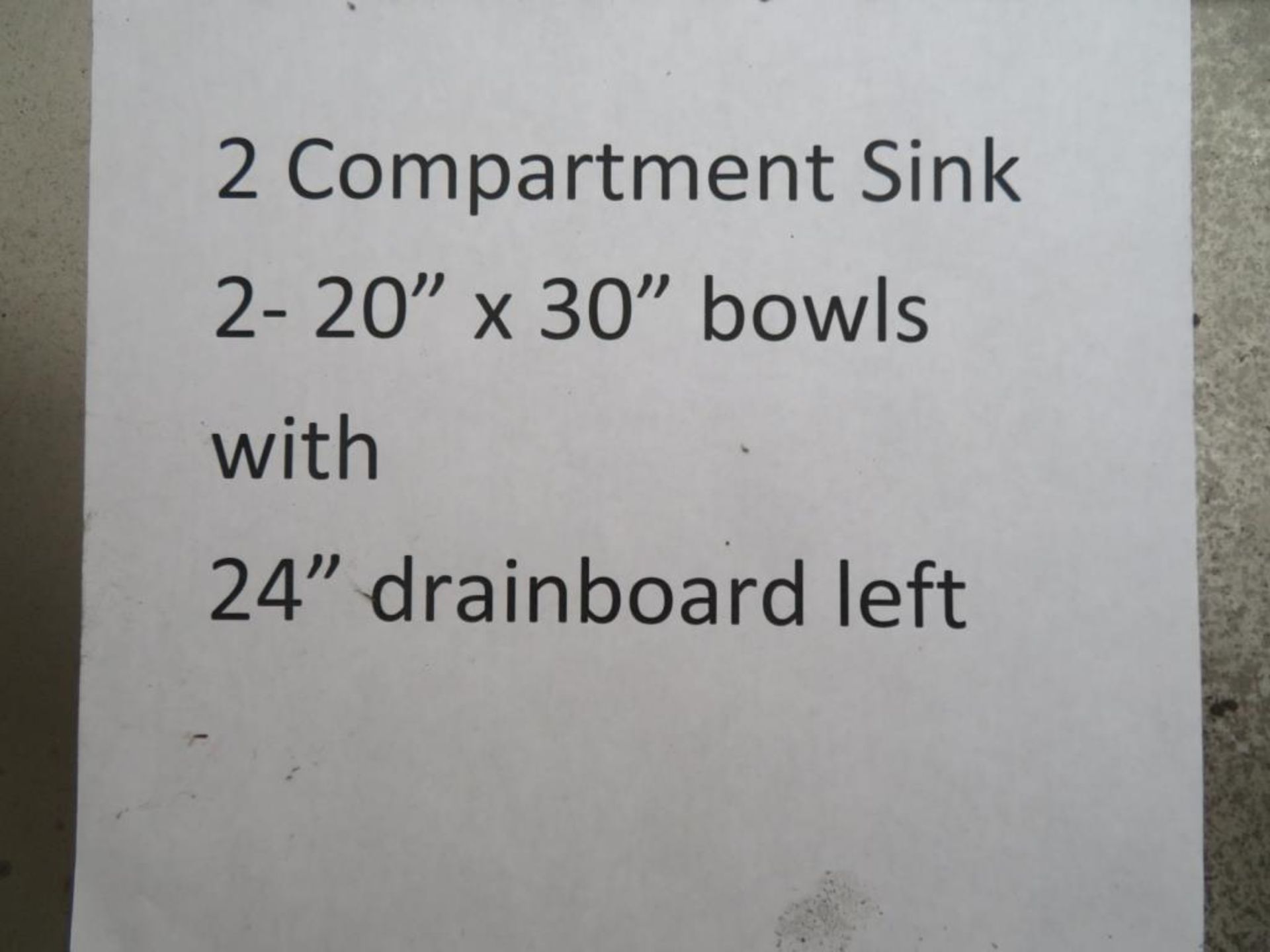 2 compartment sink, 2-20"x30" bowls with 24" drainboard left - Image 2 of 2