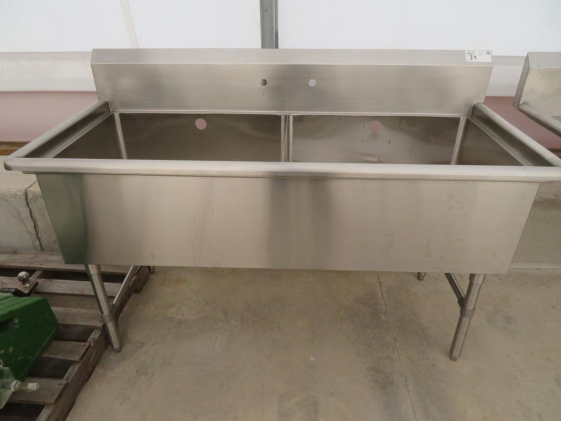 2 compartment sink, 2-30"x24" bowls with 2" overflow holes