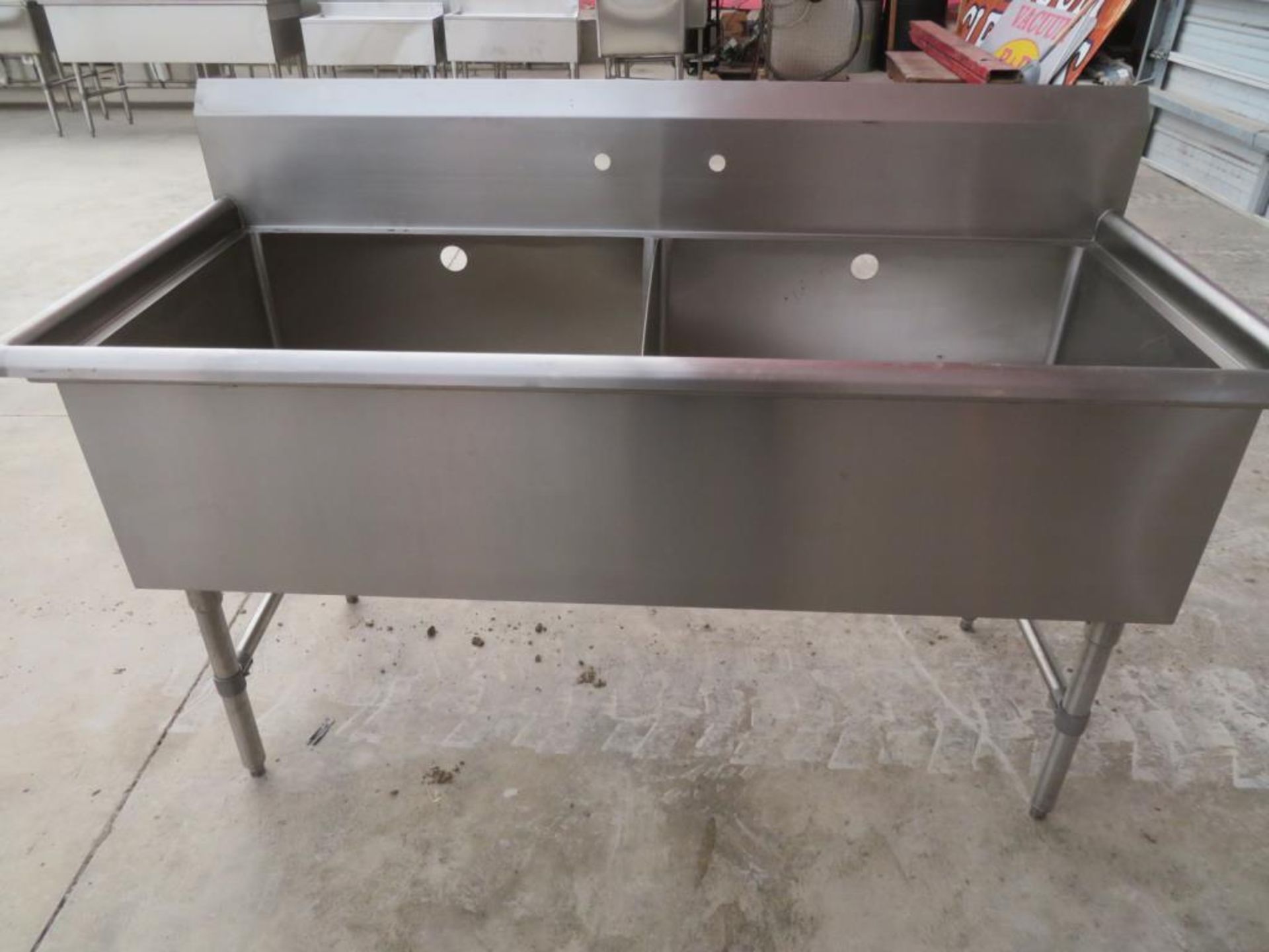 2 compartment sink, 2-30"x24" bowls with 2" overflow holes