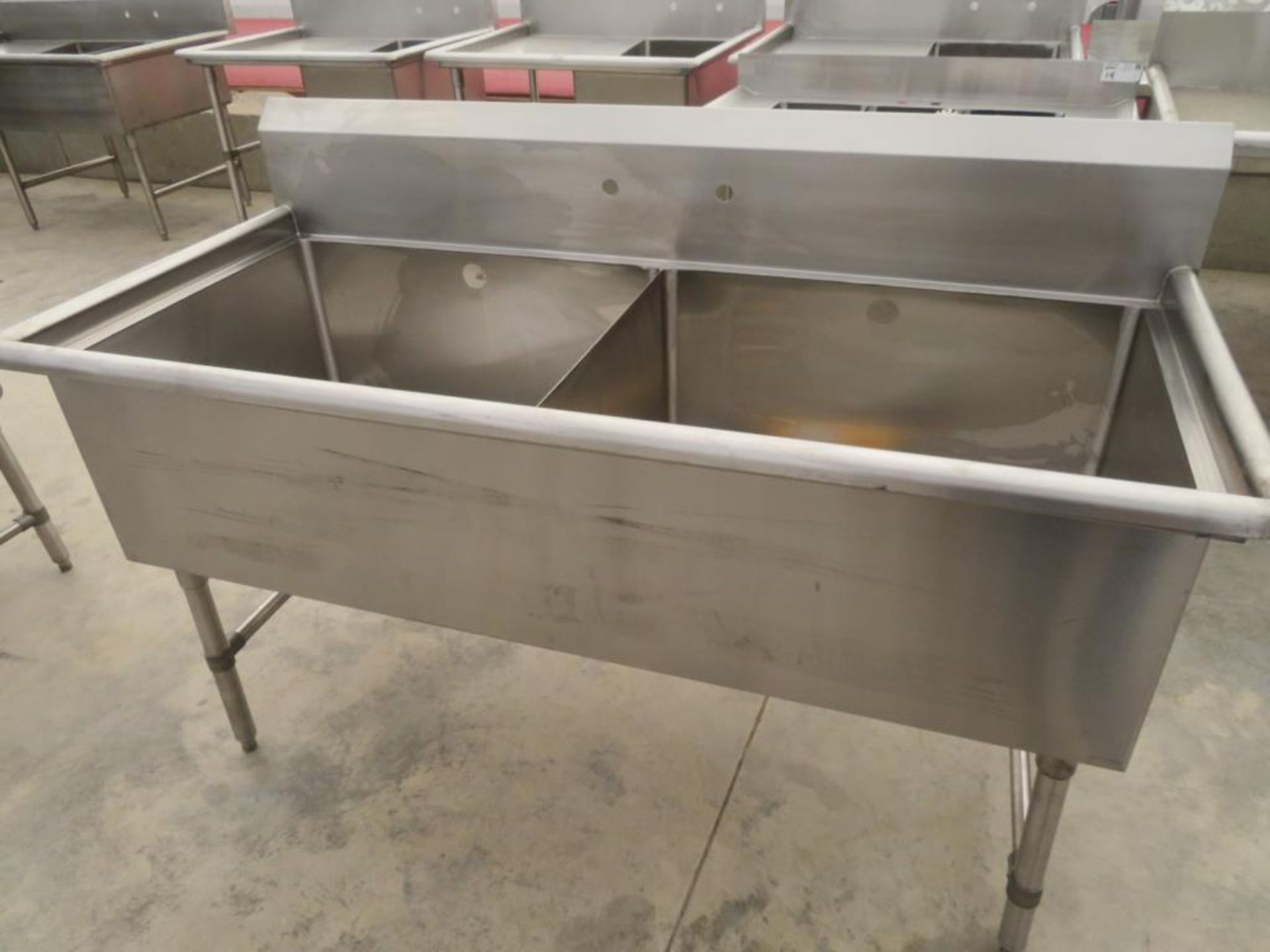 2 compartment sink, 2-30"x24" bowls with 2" overflow holes