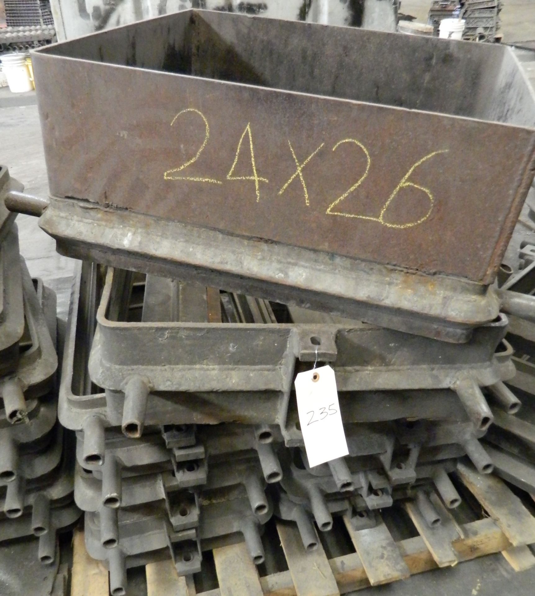 Steel molding boxes (for floor-see handles on side), approx 9