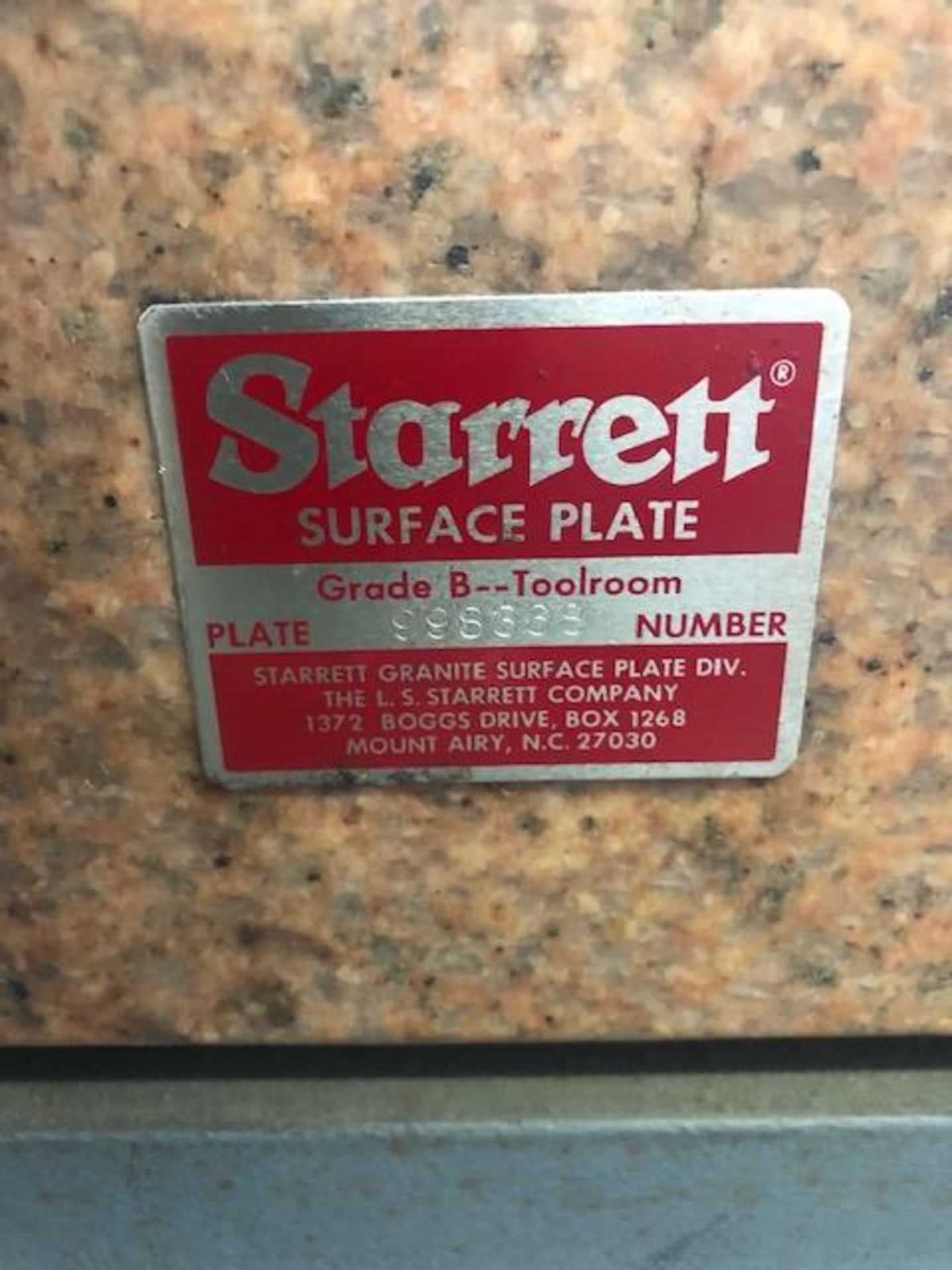 Surface plate Starrett crystal pink 36"x24" Grade B Plate w/card - Image 2 of 2