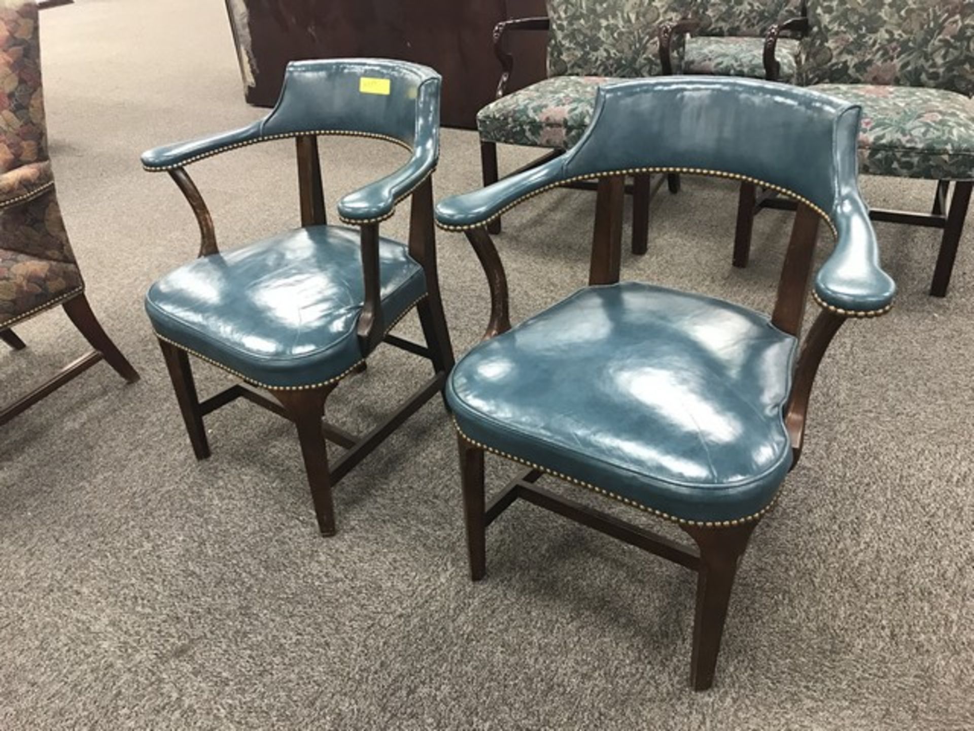 TEAL LEATHER CLUB CHAIRS