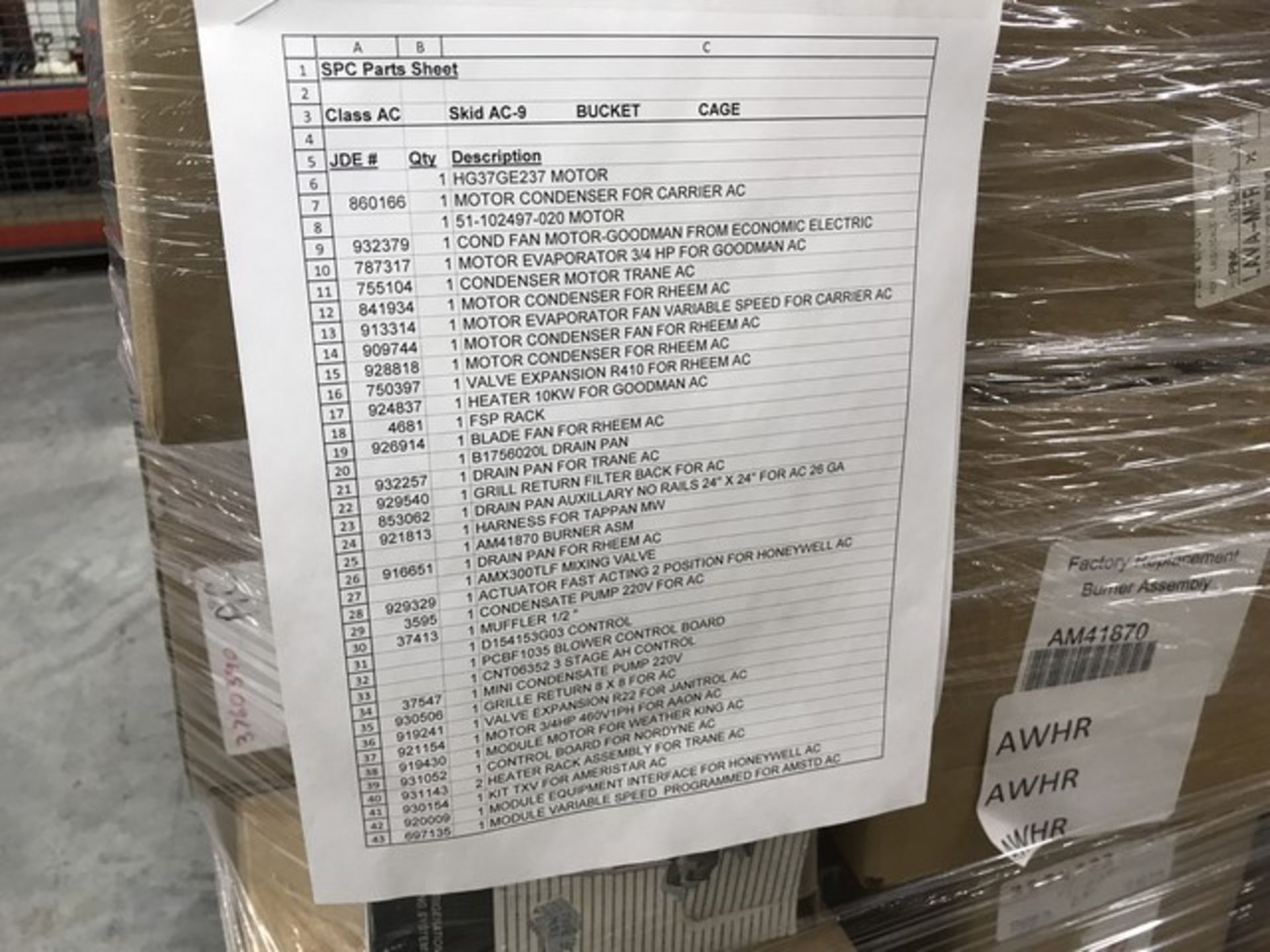 PALLET ASSORTED A/C PARTS (SKID AC 9) - Image 2 of 2