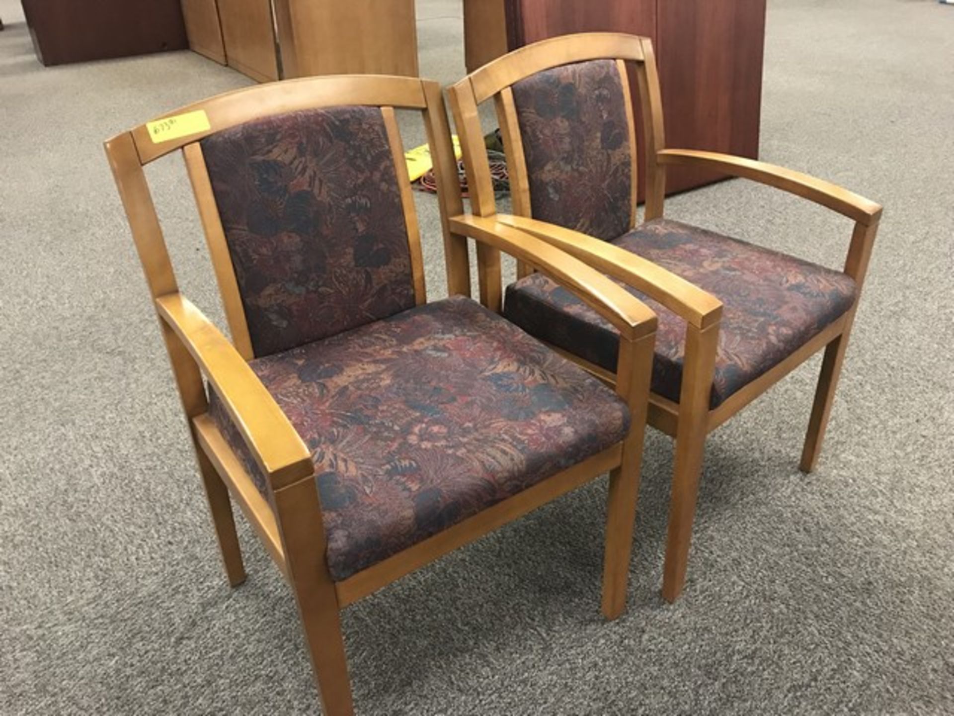 WOOD / FLORAL ARM CHAIRS