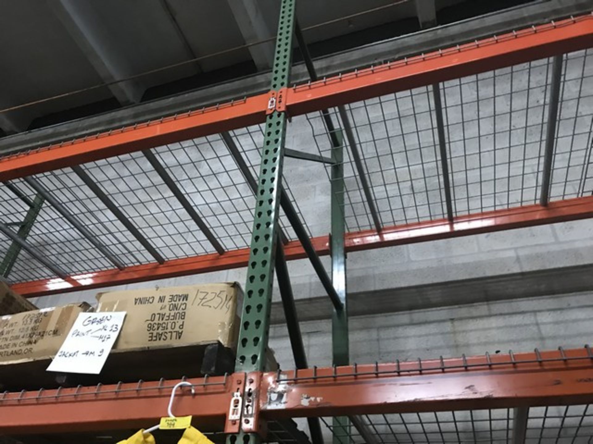 SECTIONS TEAR DROP PALLET RACKING - 6- 14' UPRIGHTS / 30- 8' CROSSBEAMS / 28 DECKS - Image 2 of 2