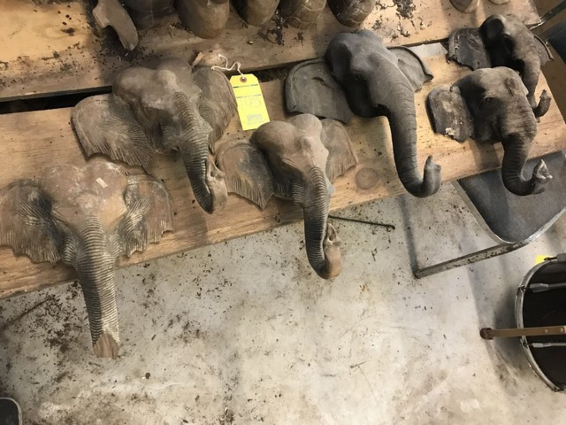 CARVED WOOD STATUES - ELEPHANT HEADS - APPROXIMATELY 12''H (FOB LOXAHATCHEE, FL)