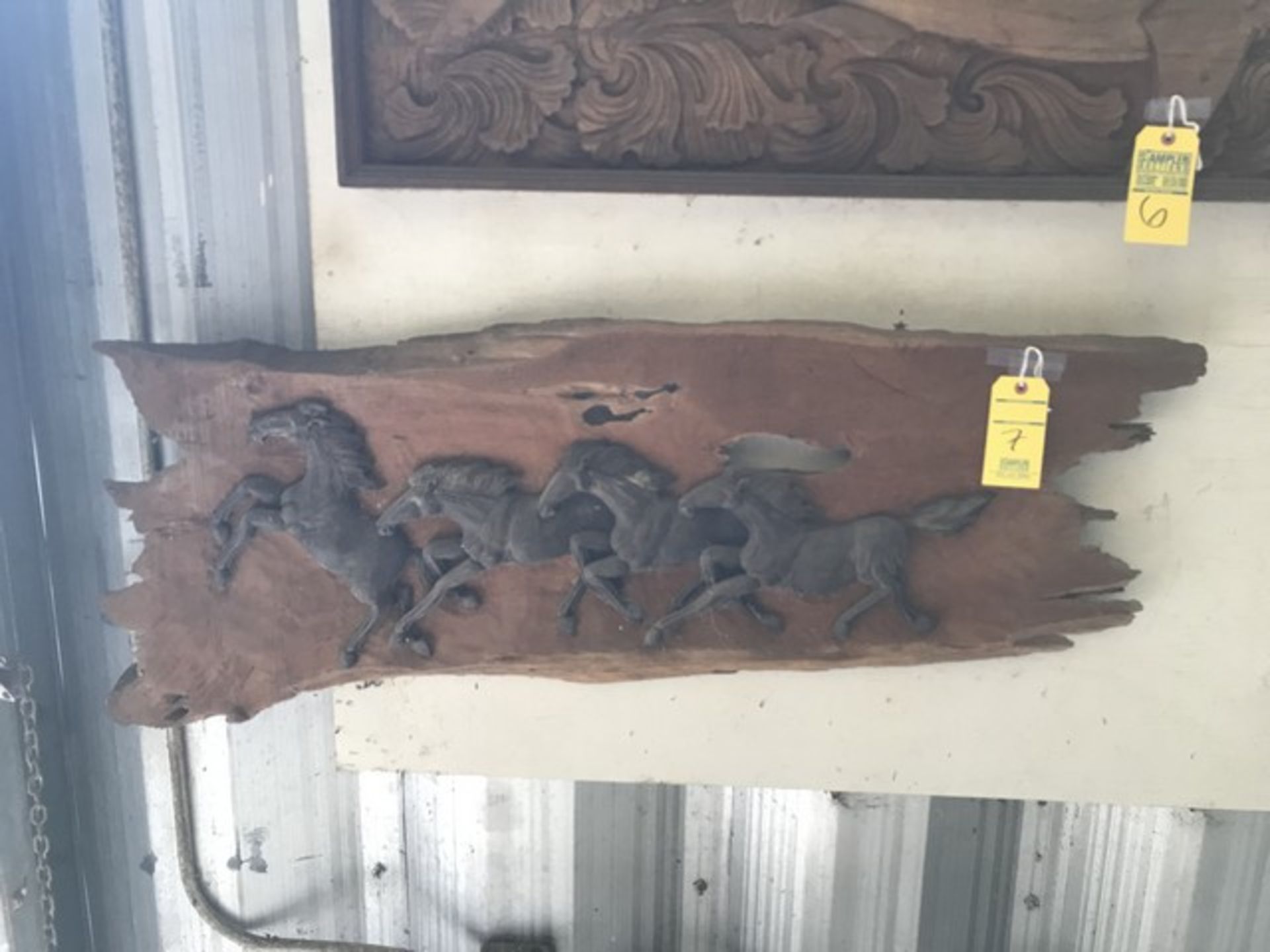 CARVED WOOD WALL ART - 4 HORSES - APPROXIMATELY 48''x18'' (FOB LOXAHATCHEE, FL)